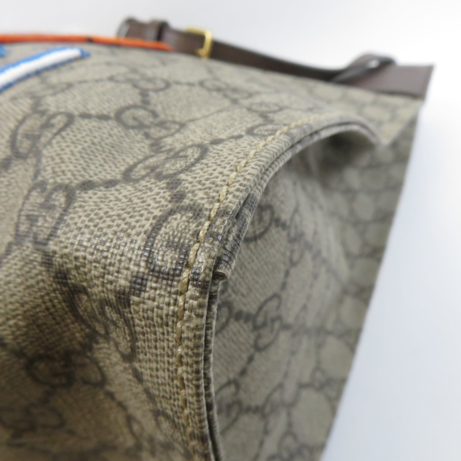 GUCCI 塗層帆布Disney x Gucci Donald Duck 2 Way Shoulder金扣手挽肩背兩用袋啡色