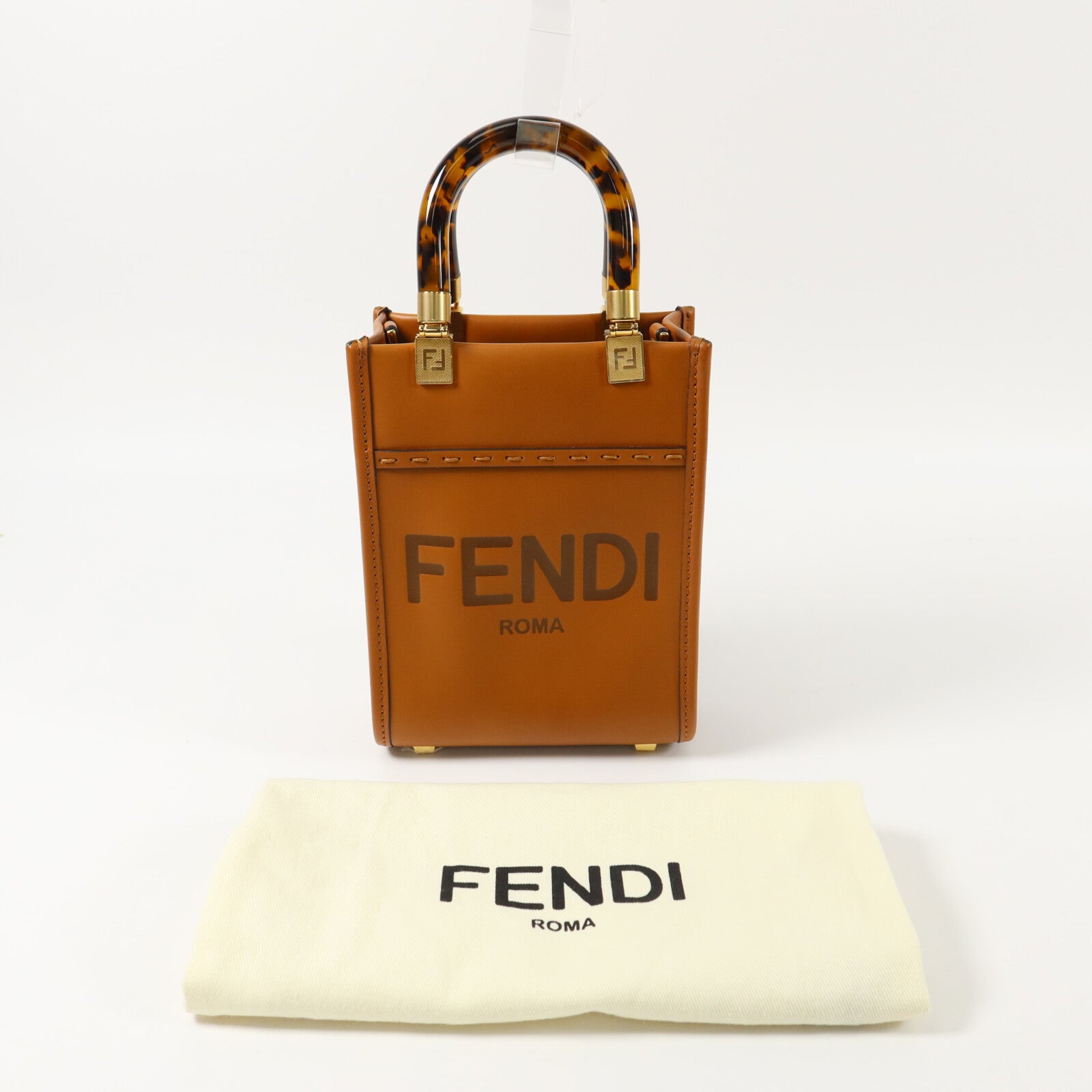 FENDI 牛皮皮革Mini Sunshine Shopper手挽肩背兩用袋