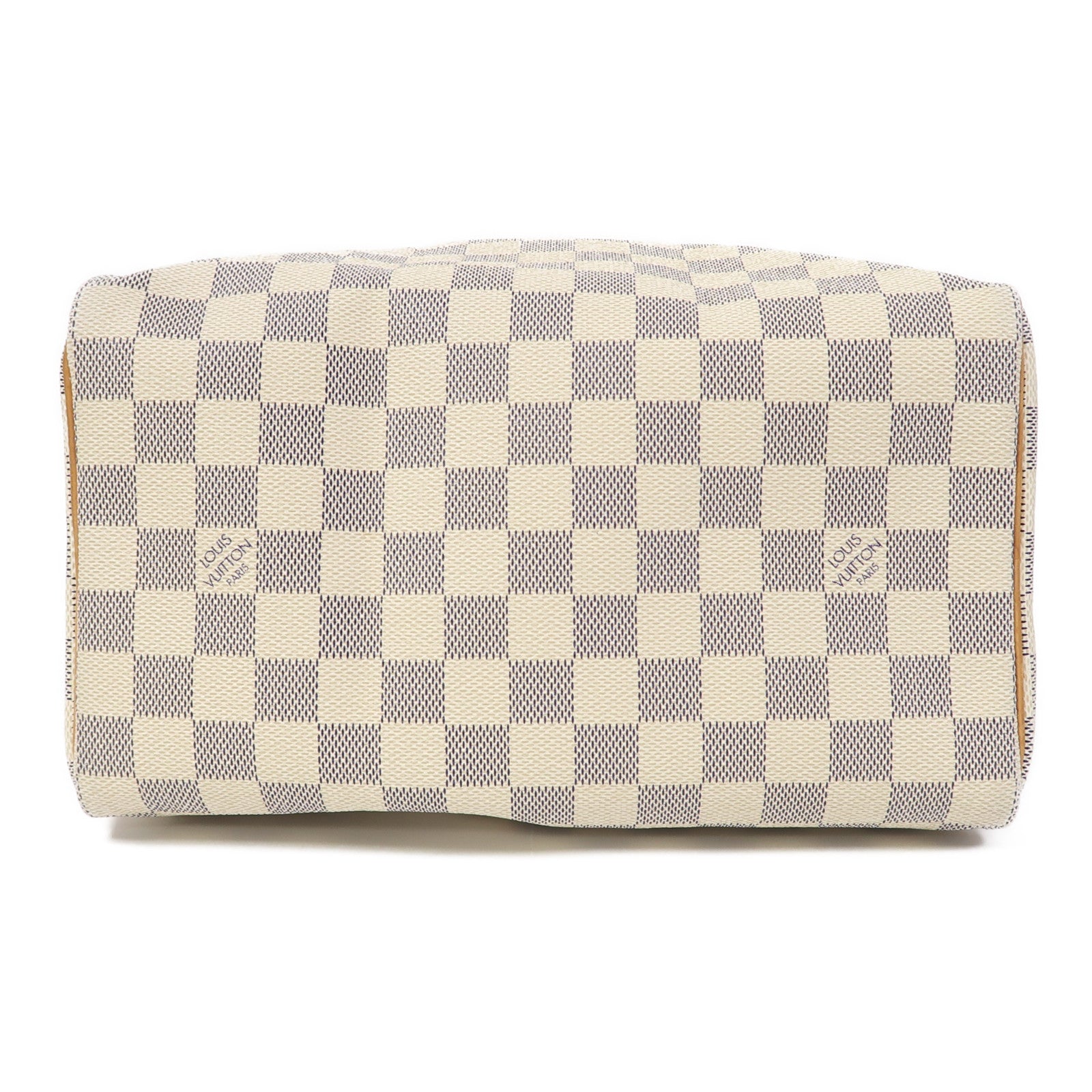 LOUIS VUITTON Damier Azur Speedy 25金扣手挽袋白色