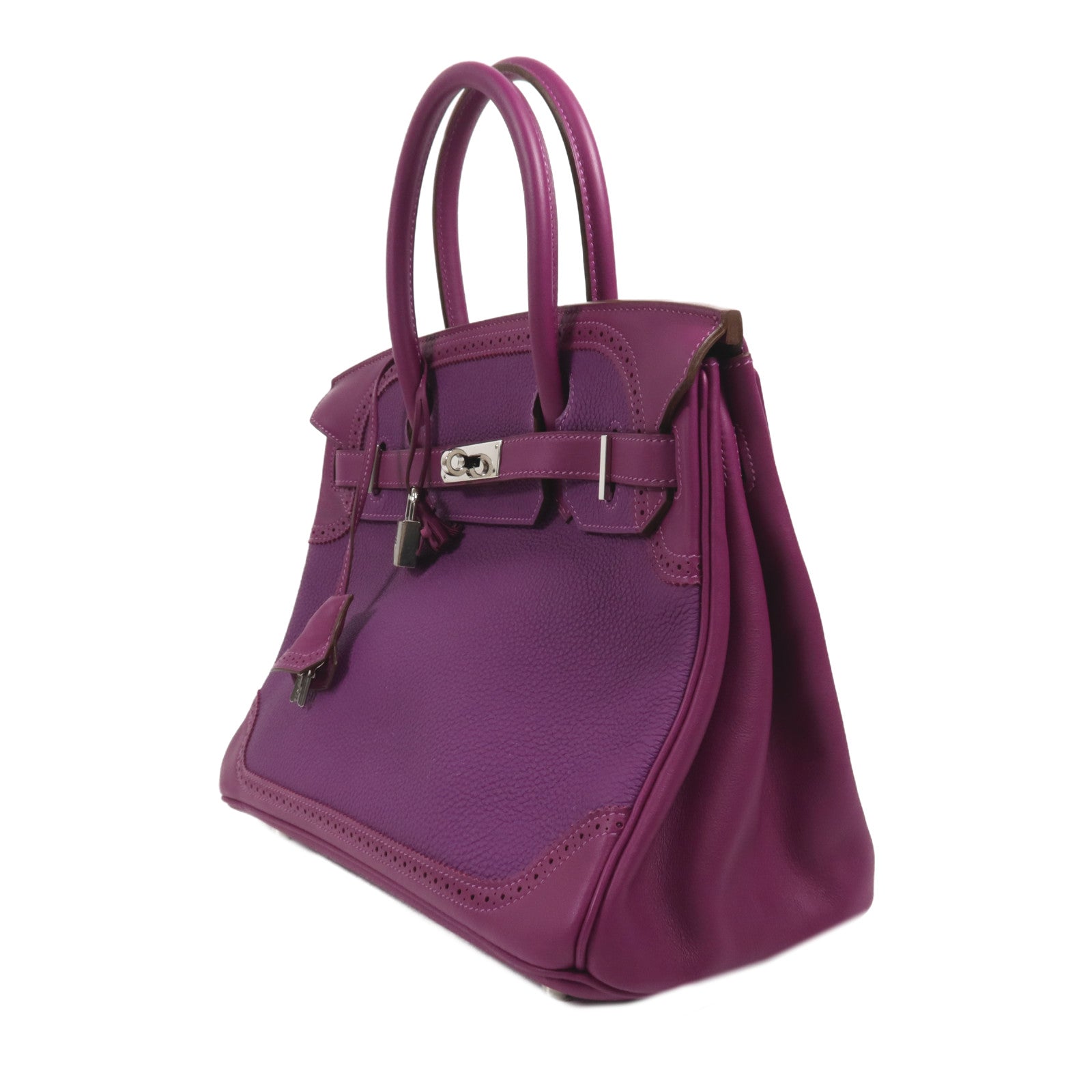HERMES Swift皮革Birkin 30 Ghillies銀扣手挽袋Anemone