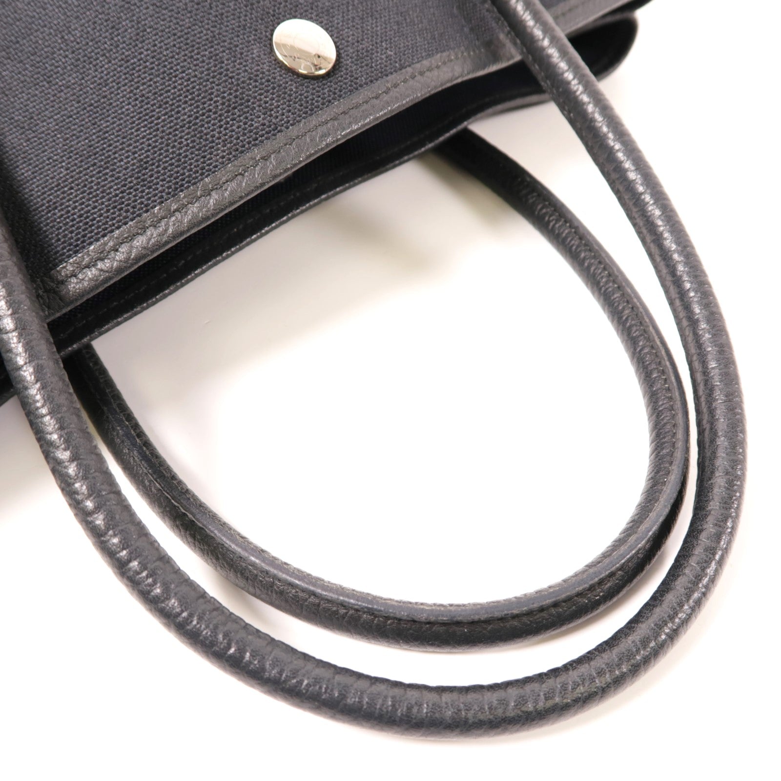 HERMES PHW Garden Party PM Handbag Canvas Black