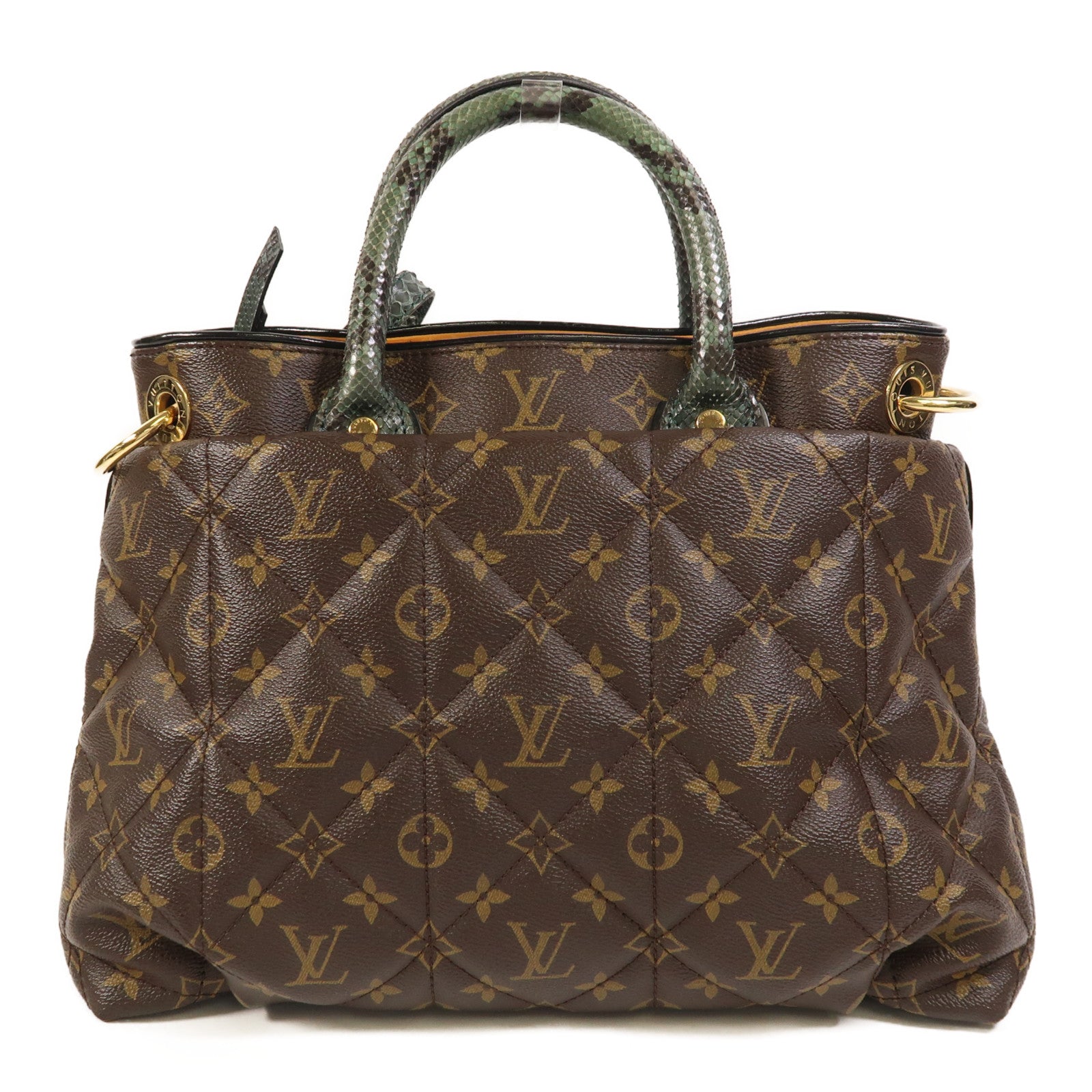 LOUIS VUITTON 蛇皮皮革/鴕鳥皮革/Monogram Etoile Exotique金扣手挽肩背兩用袋