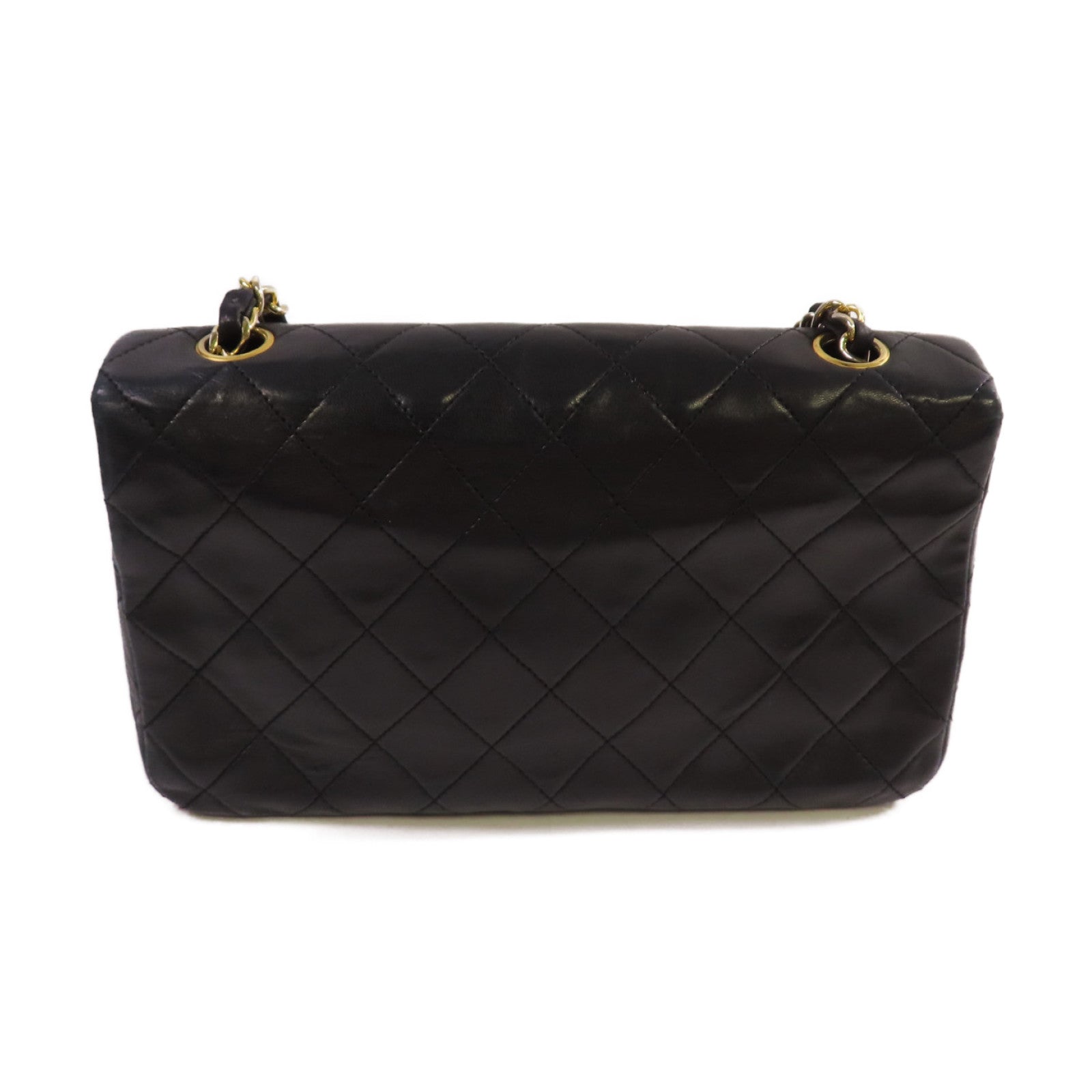 CHANEL 菱格羊皮皮革Vintage Classic Chain Shoulder Bag金扣鏈帶肩背袋黑色