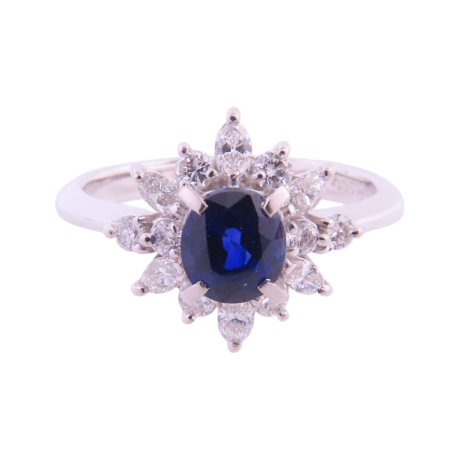 JEWELRY 【激減優惠】PT900鉑金/藍寶石/鑽石Sapphire Diamond Ring戒指US#5.25