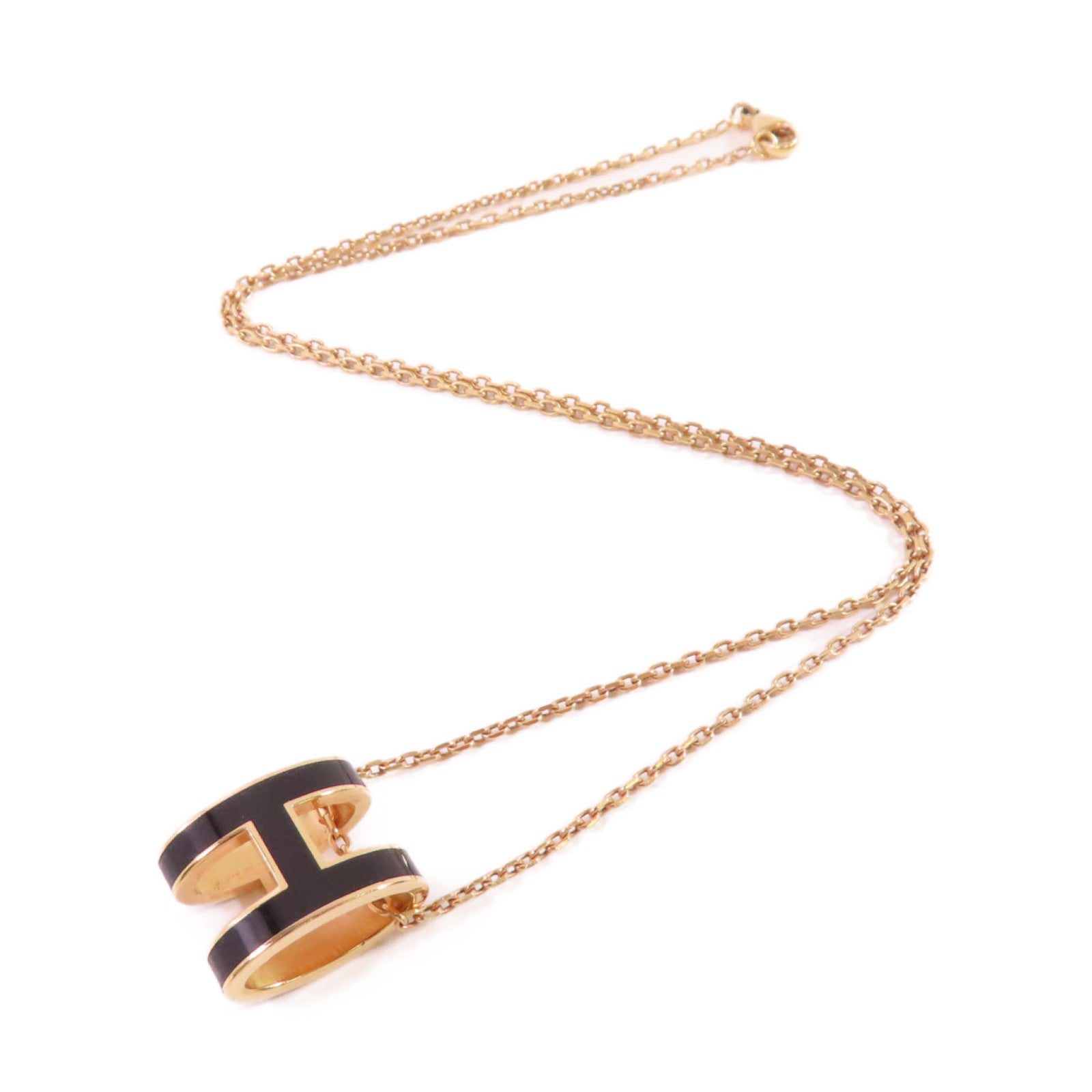 HERMES 金屬/琺瑯Pop H Necklace項鏈黑色