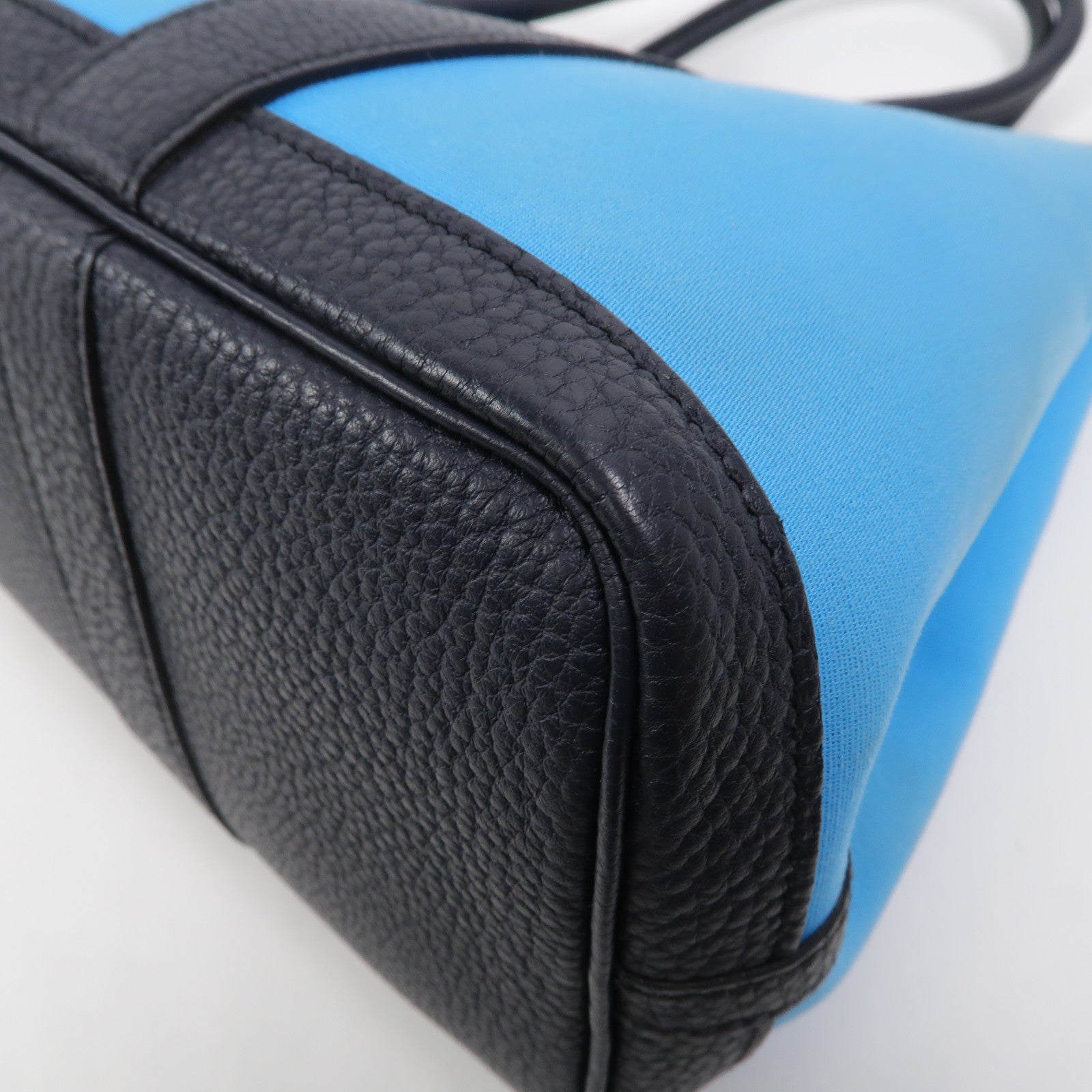 HERMES 帆布Garden Party TPM手挽袋Bleu Riviera/Bleu de Prusse