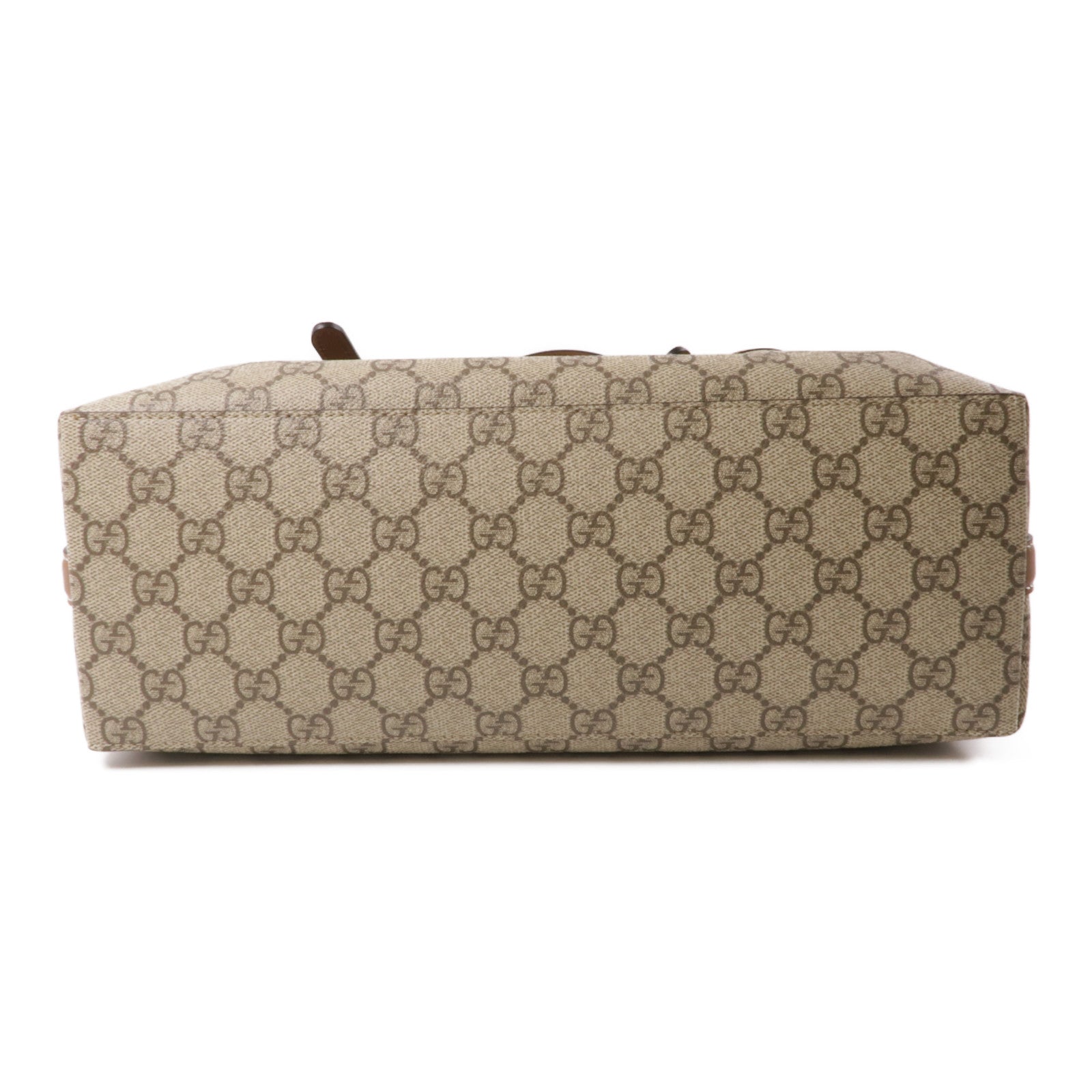 GUCCI 塗層帆布/皮革GG Emblem Small Tote Bag銀扣手挽肩背兩用袋