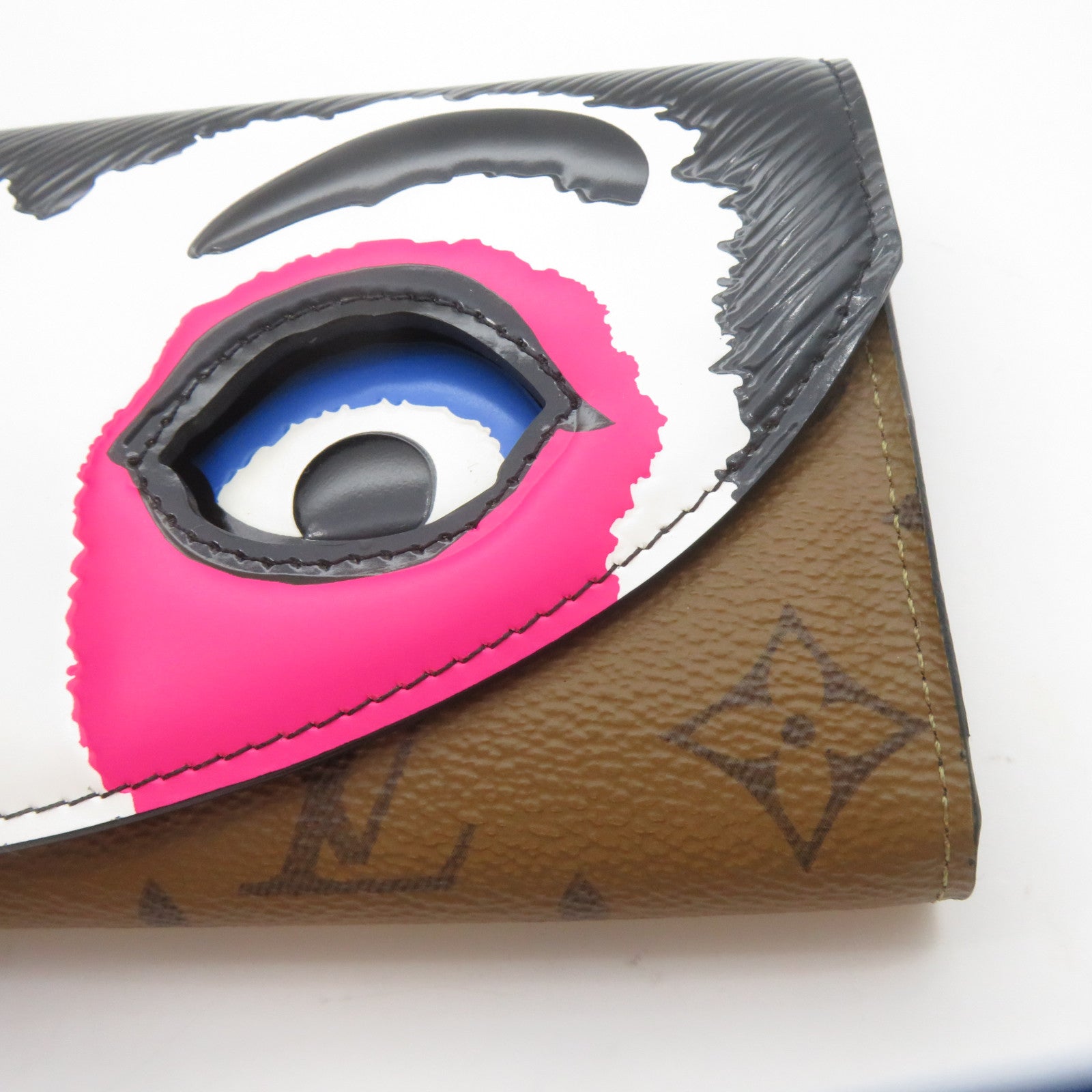 LOUIS VUITTON Monogram Kabuki Mask Sarah Wallet銀扣長錢包啡色彩色