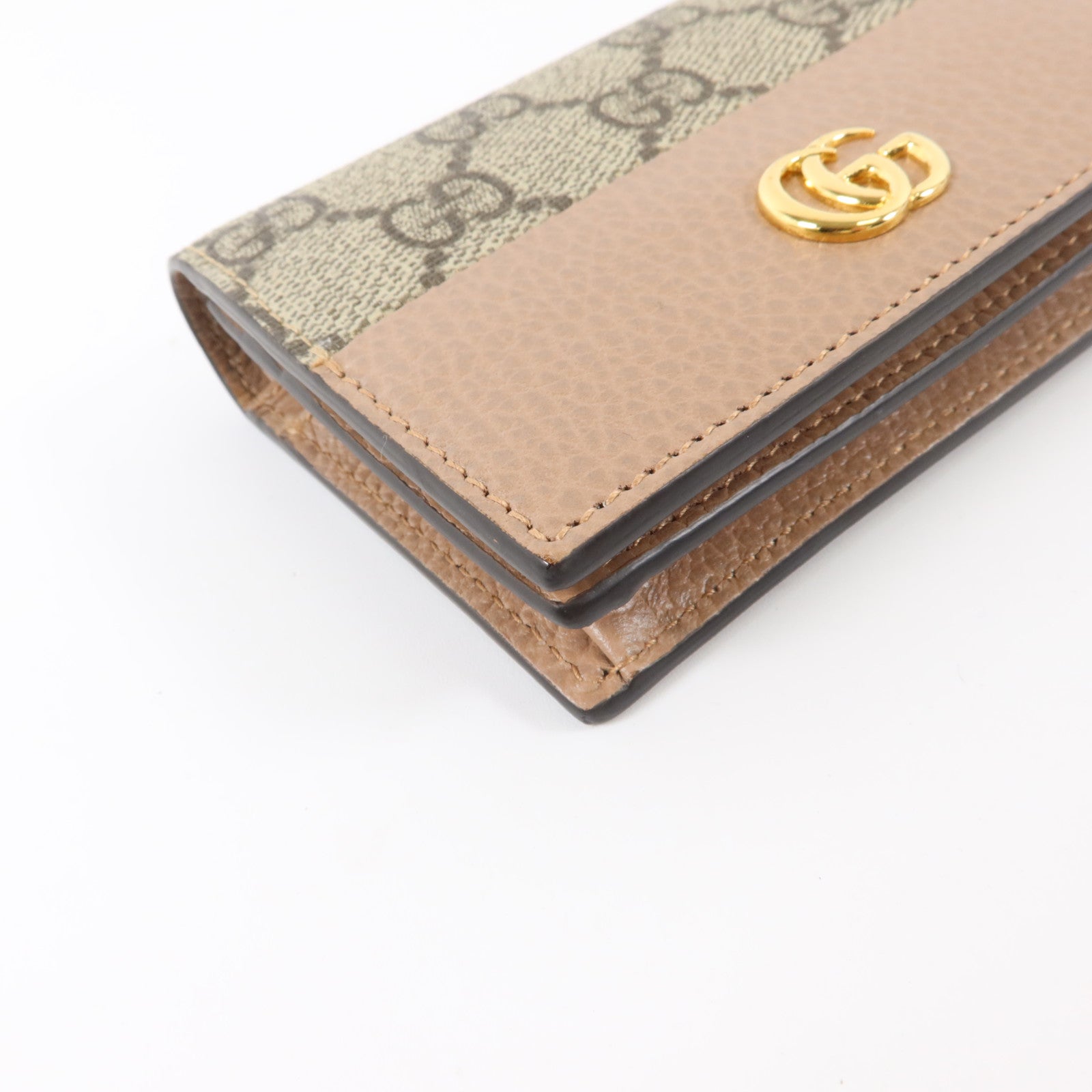 GUCCI 塗層帆布/牛皮皮革GG Marmont Card Case Wallet金扣錢包
