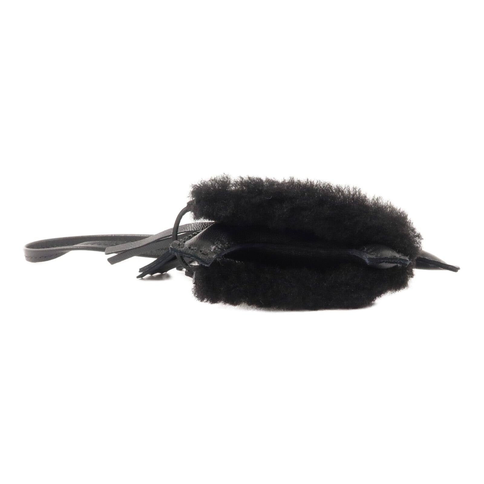 HERMES Milo皮革/羊毛Rodeo Robeo Plush PM掛飾Noir
