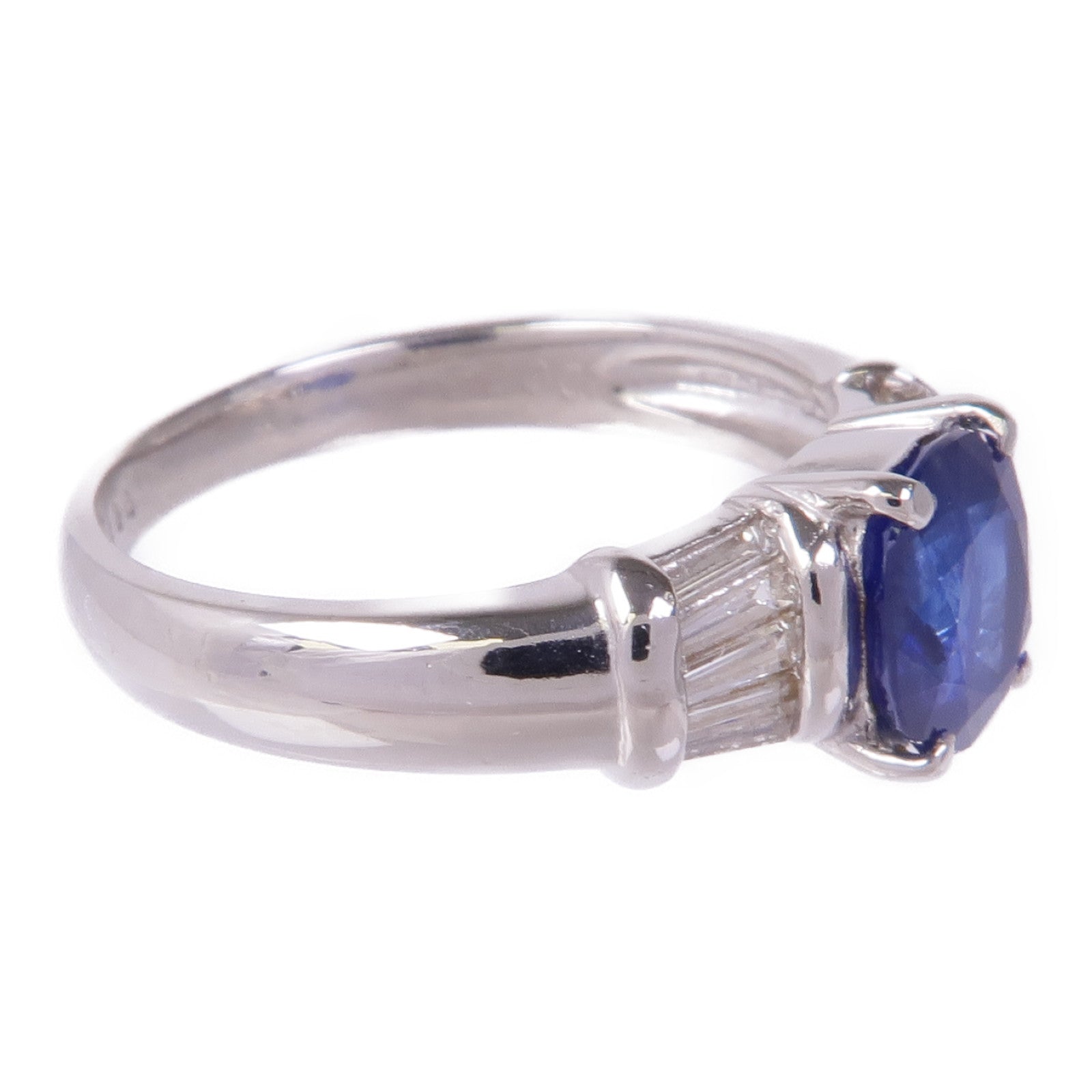 JEWELRY 【激減優惠】PT900鉑金Sapphire Diamond Ring藍寶石/鑽石戒指US#6