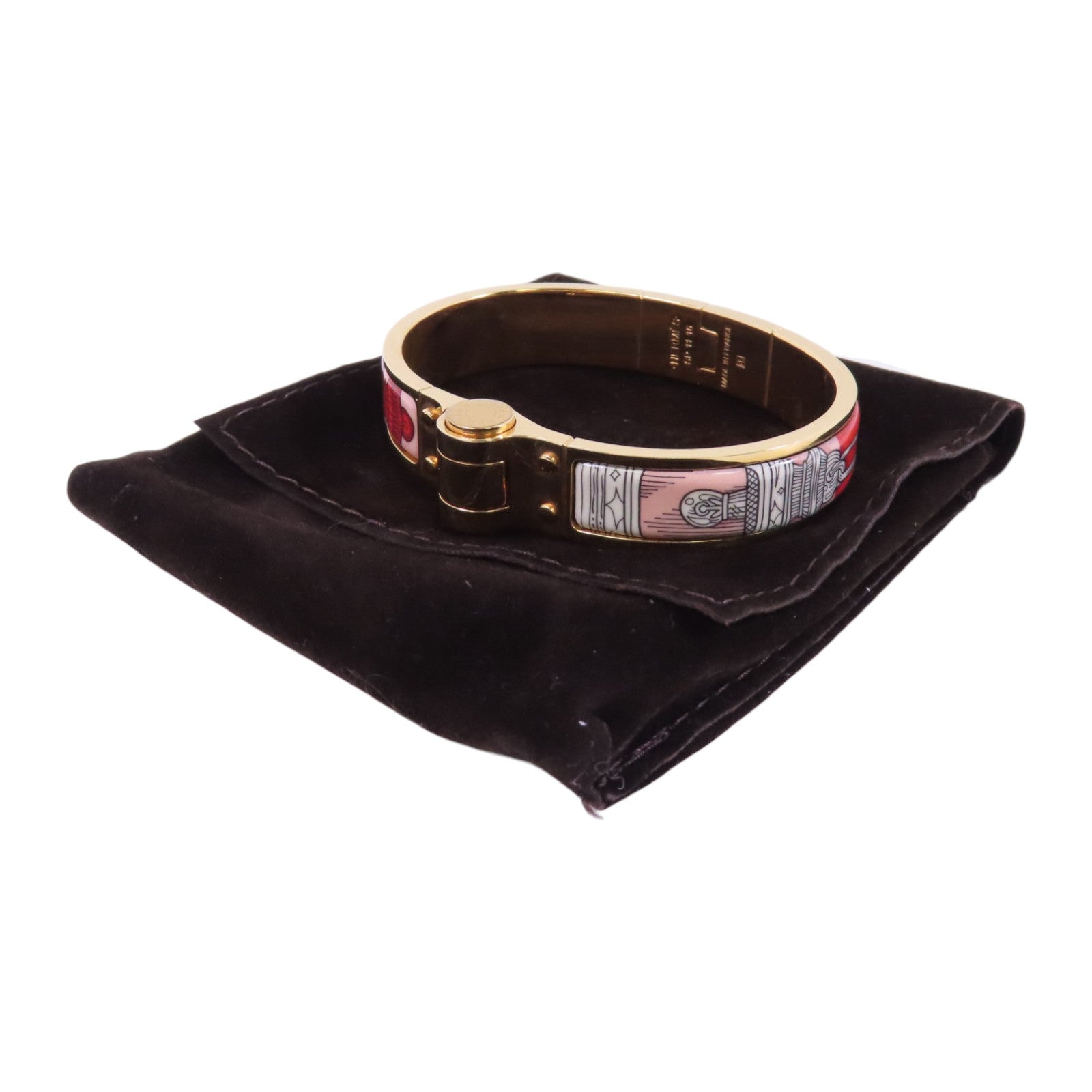 HERMES 金屬/琺瑯Hinged Bracelet金扣手鐲