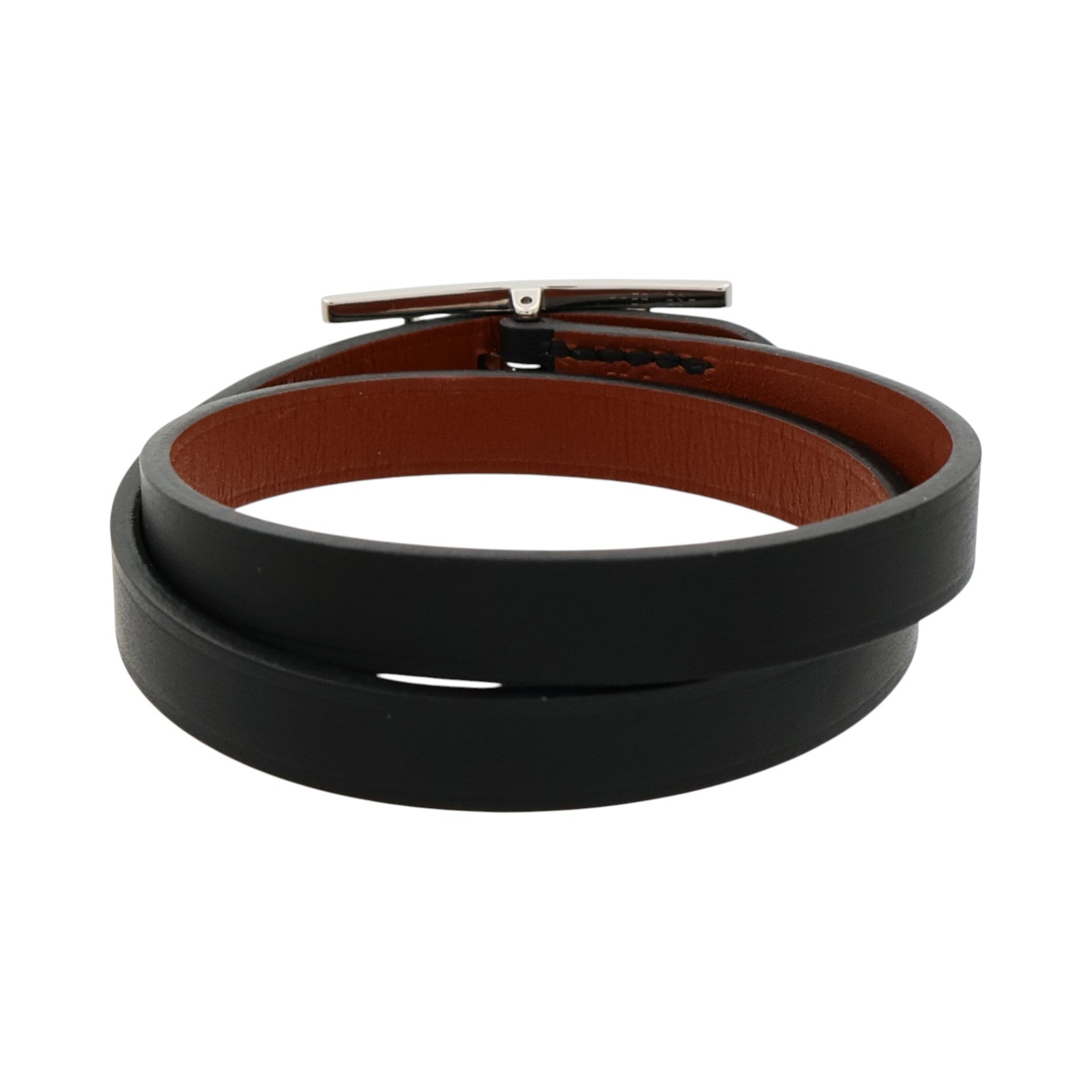 HERMES Chamonix/Tadelakt皮革Behapi Double Tour Bracelet手帶Noir