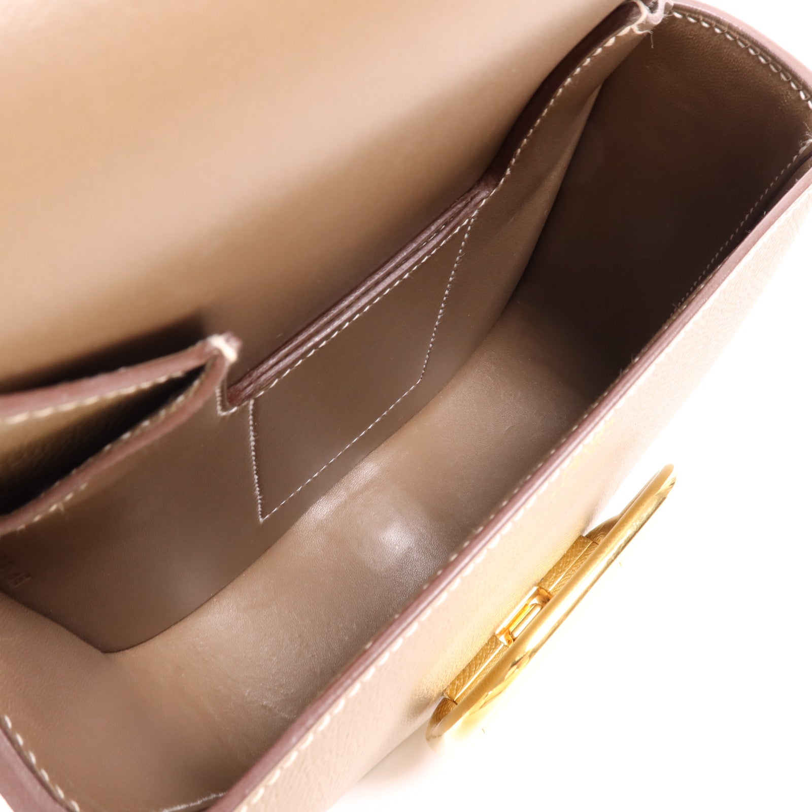 HERMES Epsom皮革Della Cavalleria Mini金扣肩背袋Etoupe