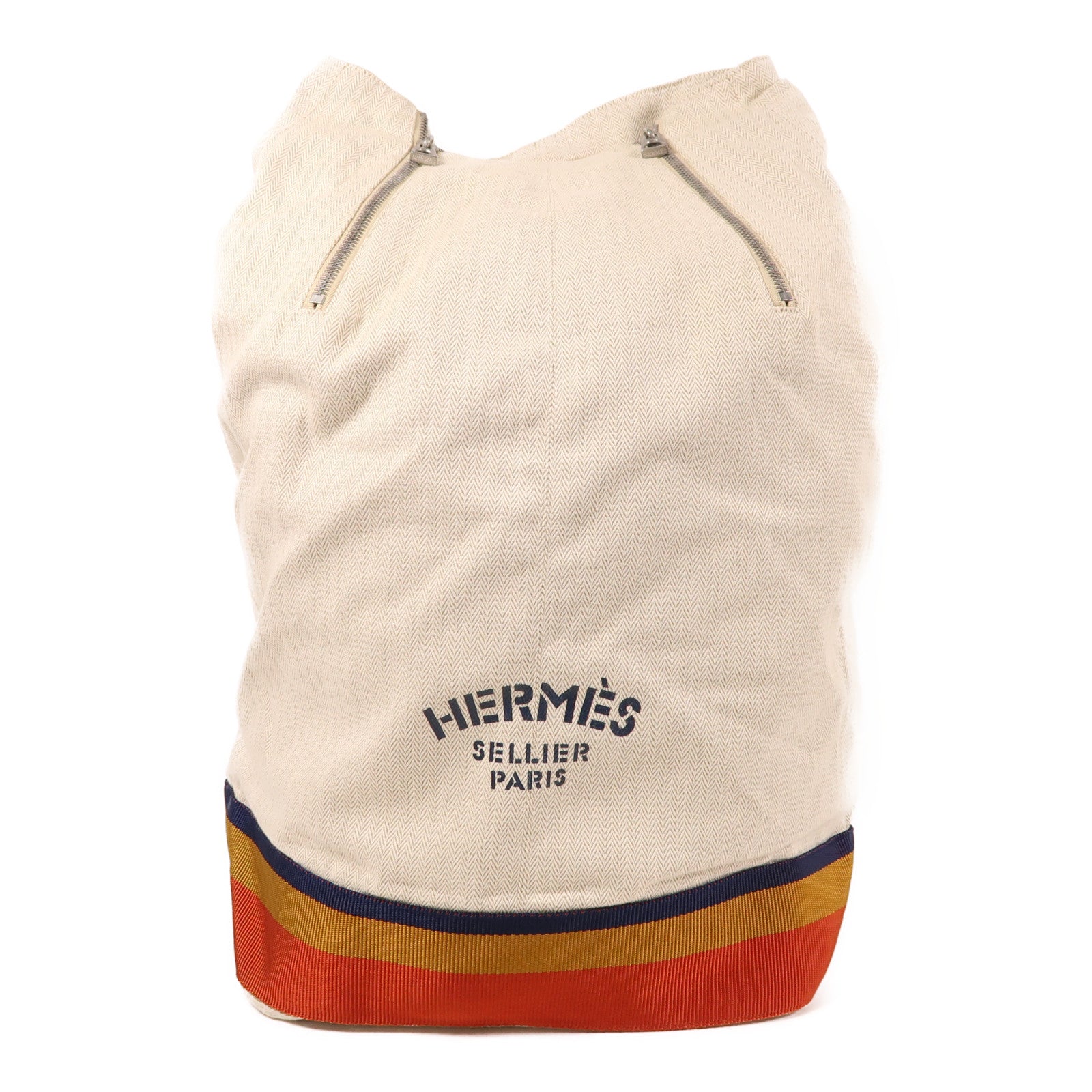 HERMES 帆布Backpack銀扣背包