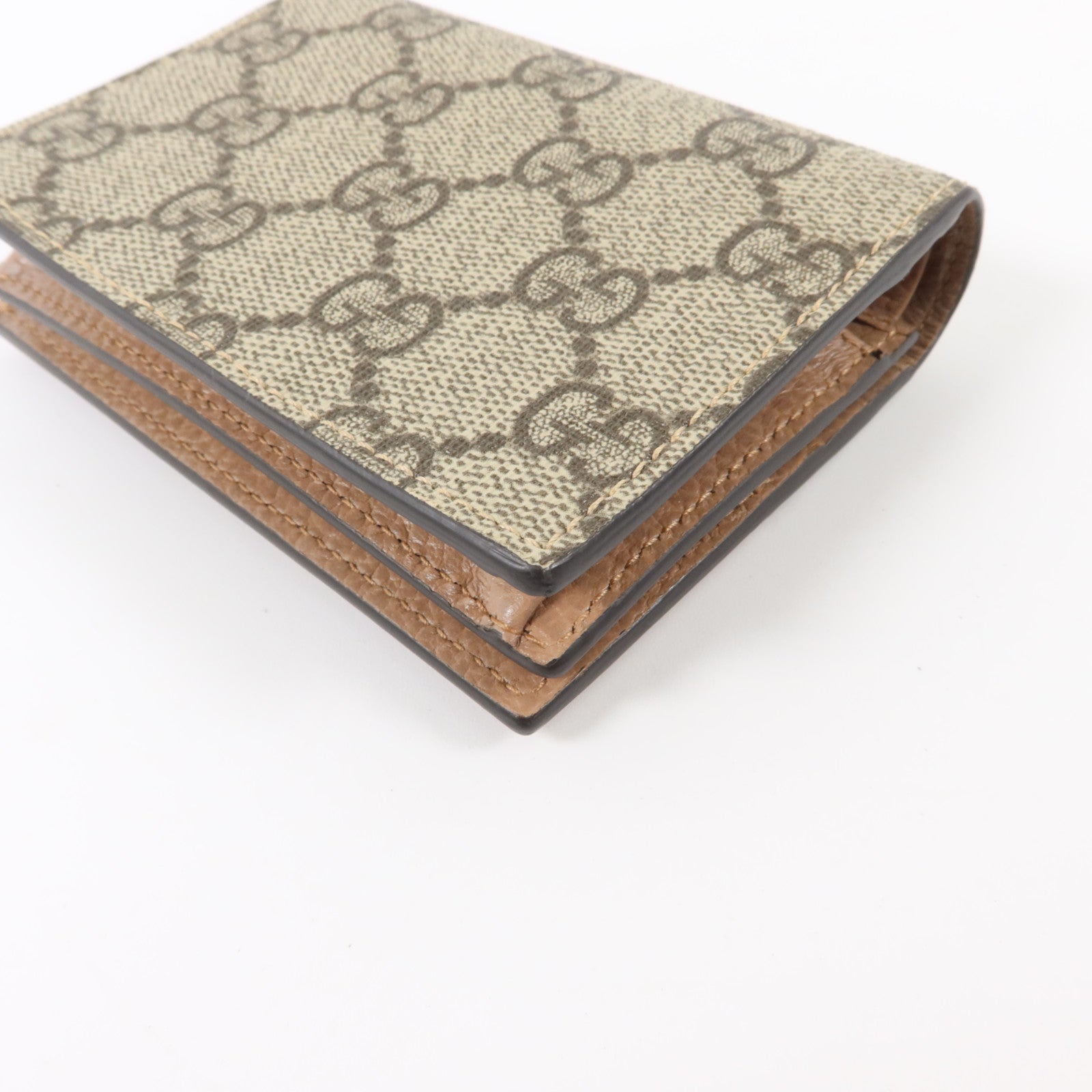GUCCI 塗層帆布/牛皮皮革GG Marmont Card Case Wallet金扣錢包