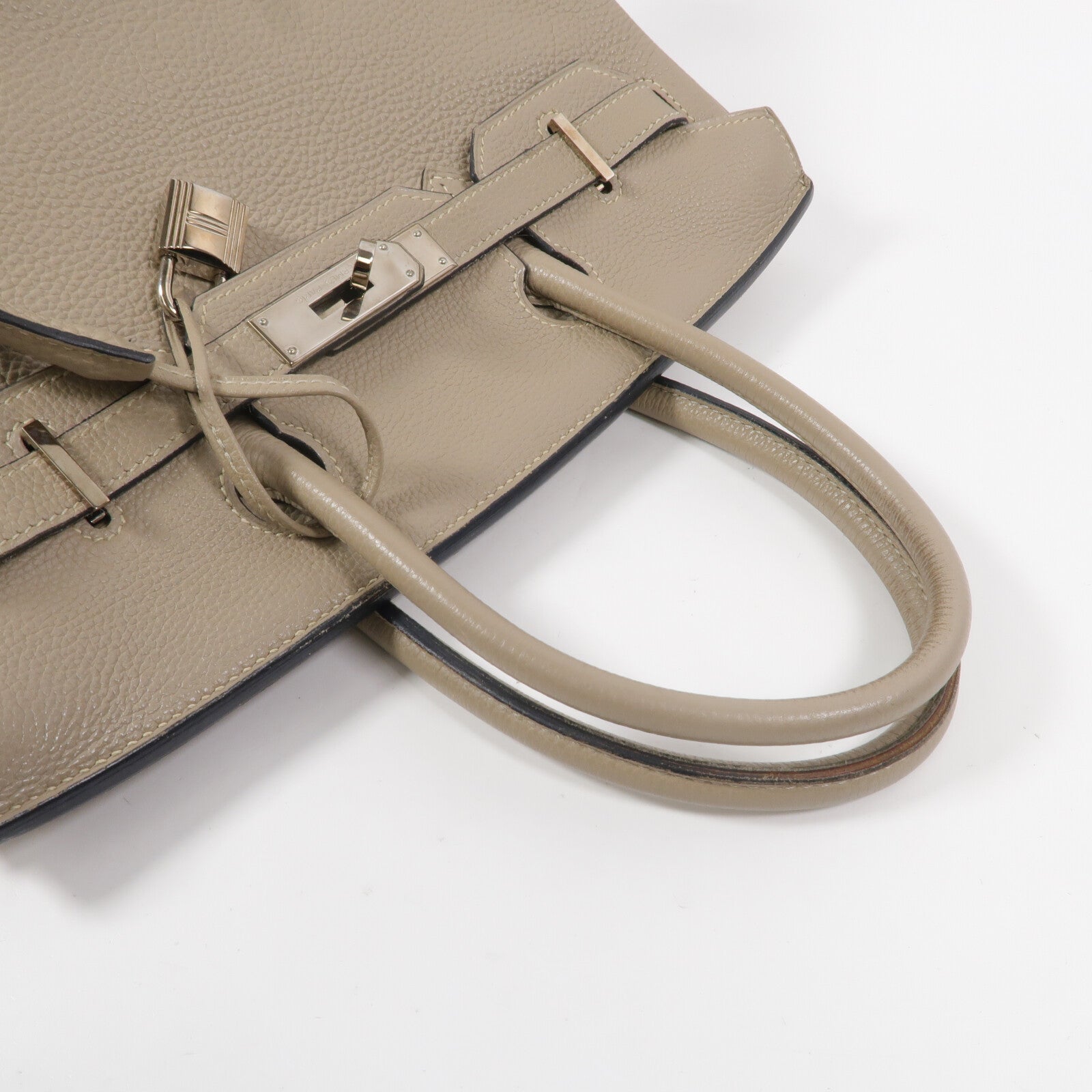 HERMES Clemence皮革Birkin 30手挽袋Gris Tourterelle