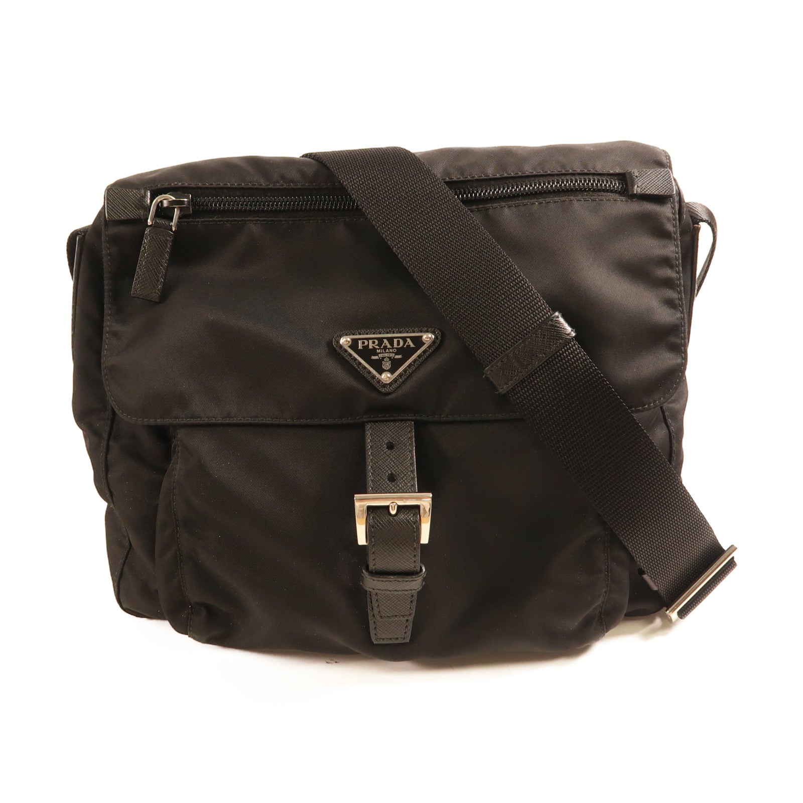 PRADA 尼龍Shoulder Bag銀扣肩背袋
