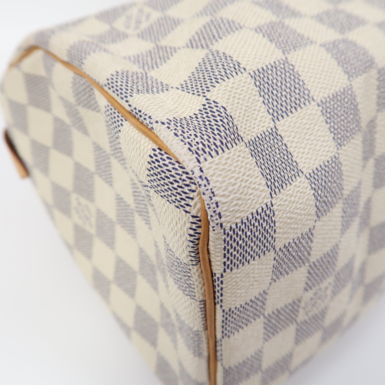 LOUIS VUITTON Damier Azur Speedy 25金扣手挽袋白色