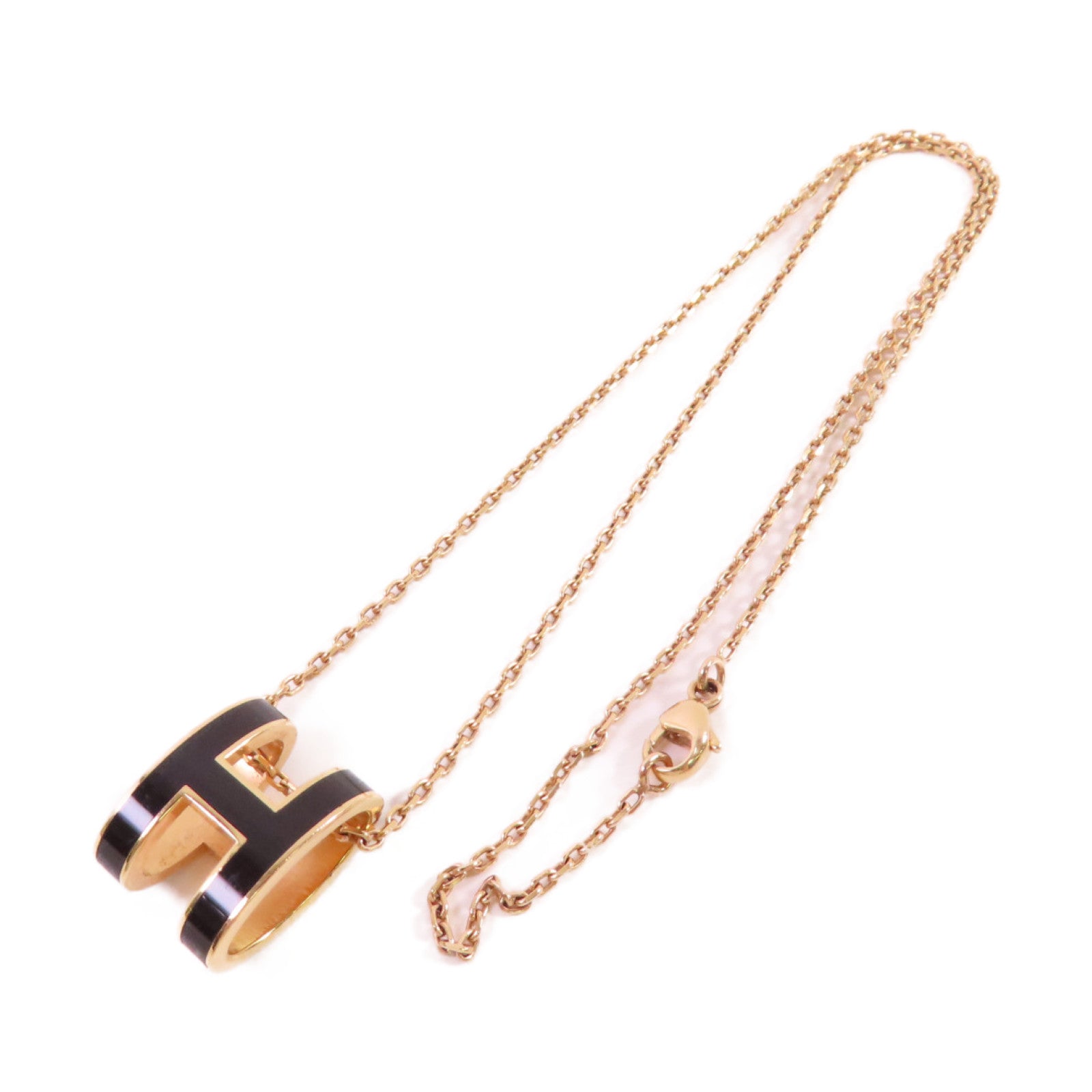 HERMES 金屬/琺瑯Pop H Necklace項鏈黑色