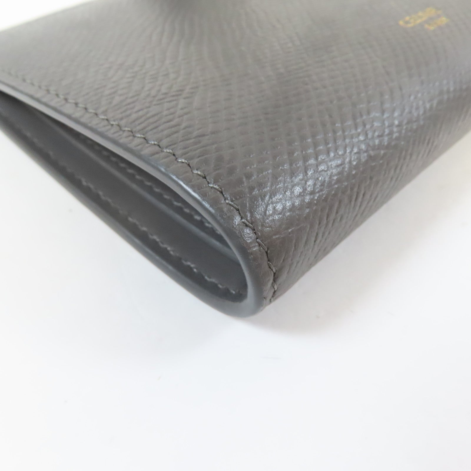 CELINE 牛皮皮革Bifold Wallet金扣錢包灰色
