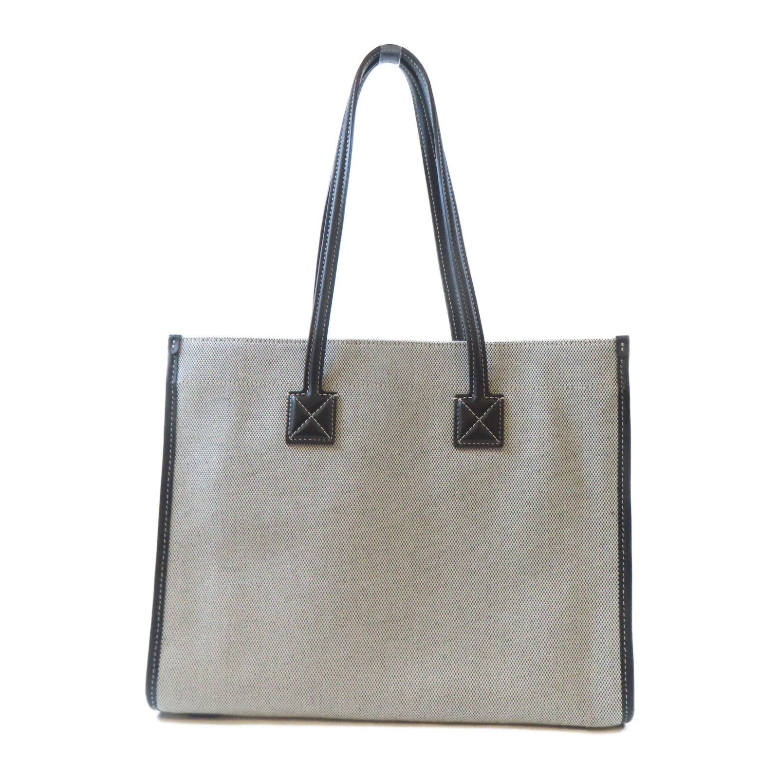 BURBERRY 【激減優惠】帆布/皮革Freya Tote Bag金扣手挽袋黑色/白色
