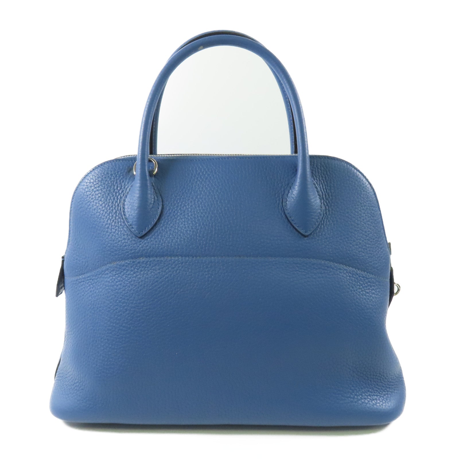 HERMES Clemence皮革Bolide 31銀扣手挽肩背兩用袋7E Bleu Brighton