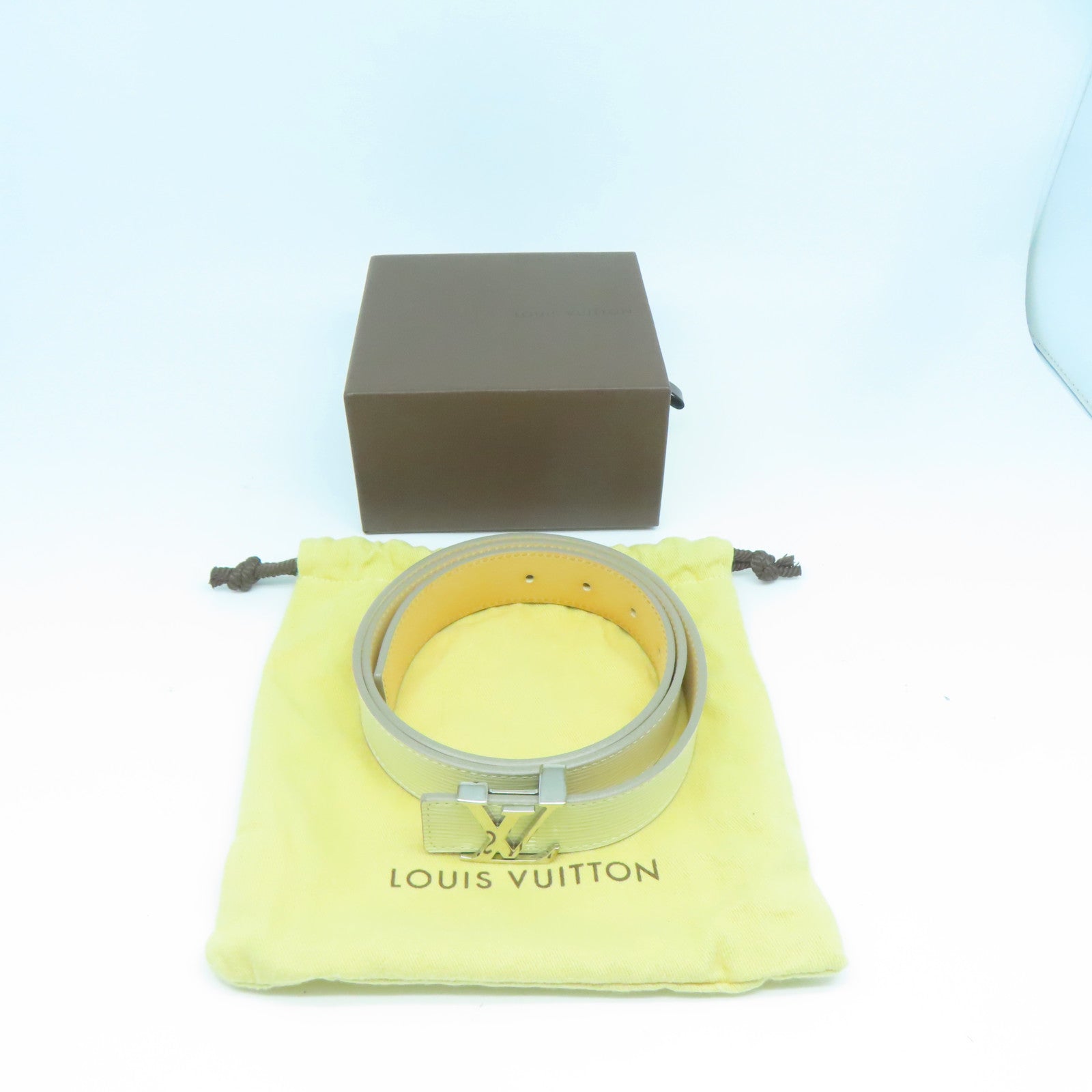 LOUIS VUITTON 【激減優惠】Epi Initial Belt銀扣皮帶白色