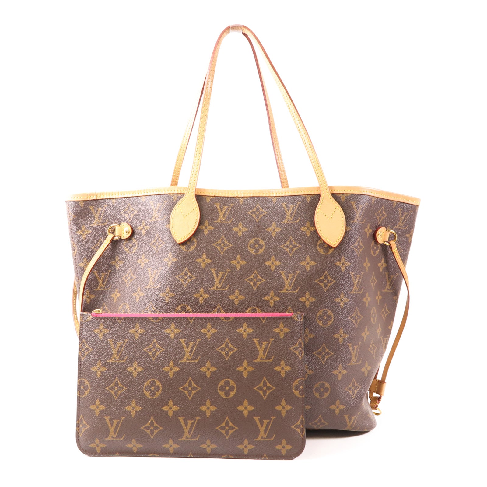 LOUIS VUITTON Monogram Neverfull MM金扣手挽袋