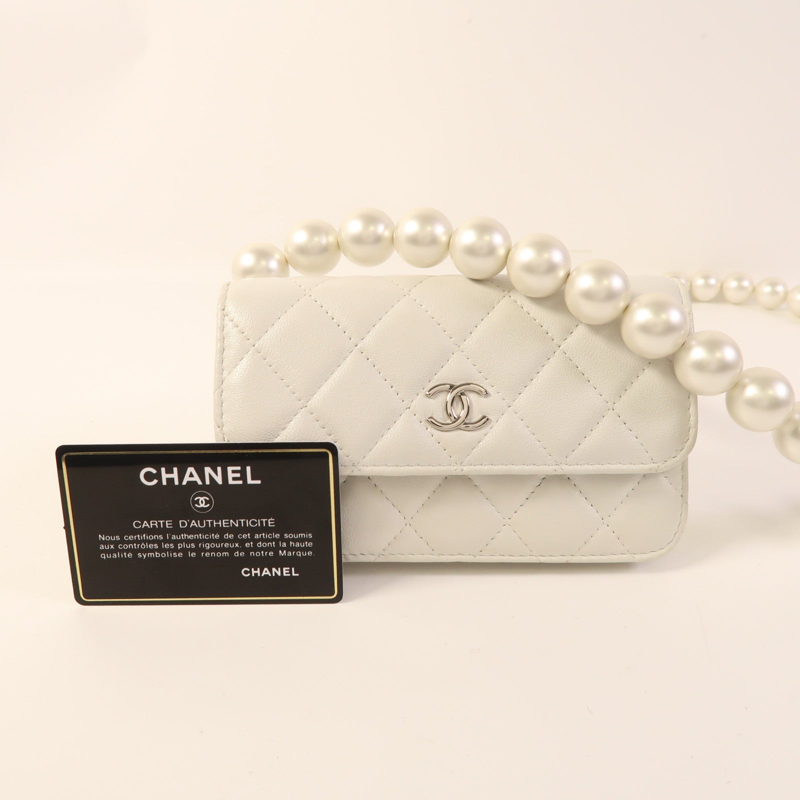 CHANEL CC Wallet On Chain Shoulder Bag Calfskin Leather White