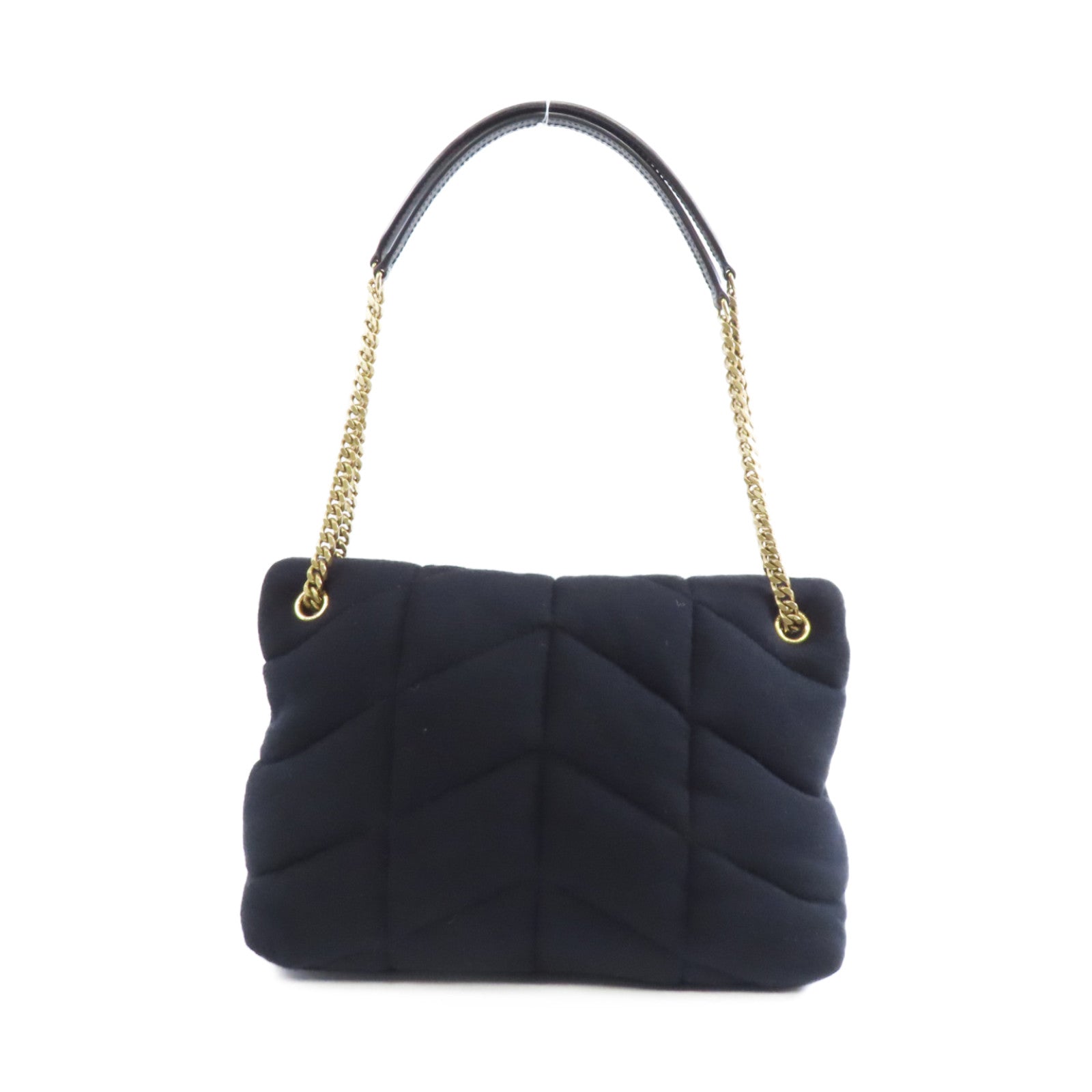 SAINT LAURENT 帆布Chain Shoulder Bag金扣鏈帶肩背袋黑色