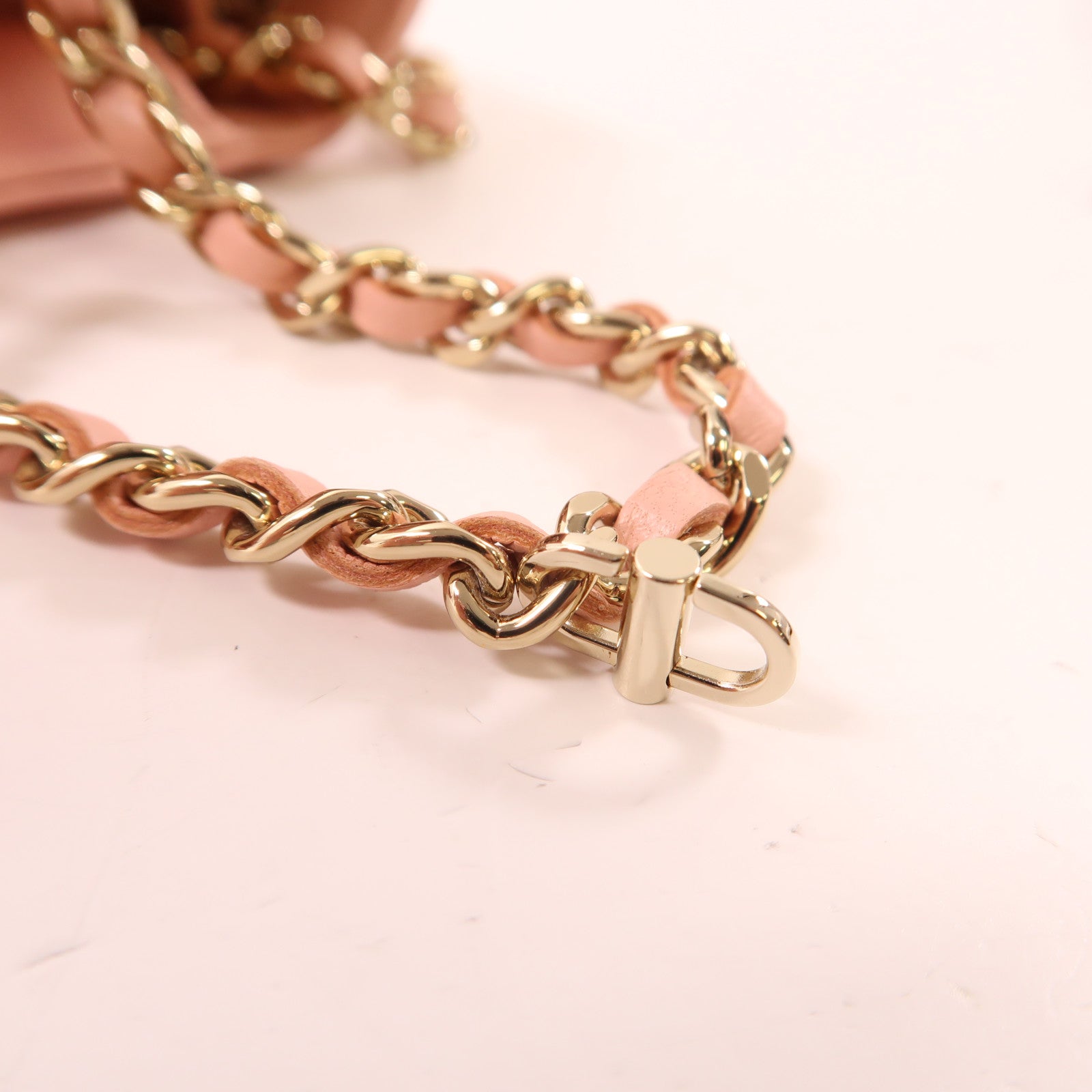 CHANEL CC GHW Chain Shoulder Bag Lambskin Leather Pink