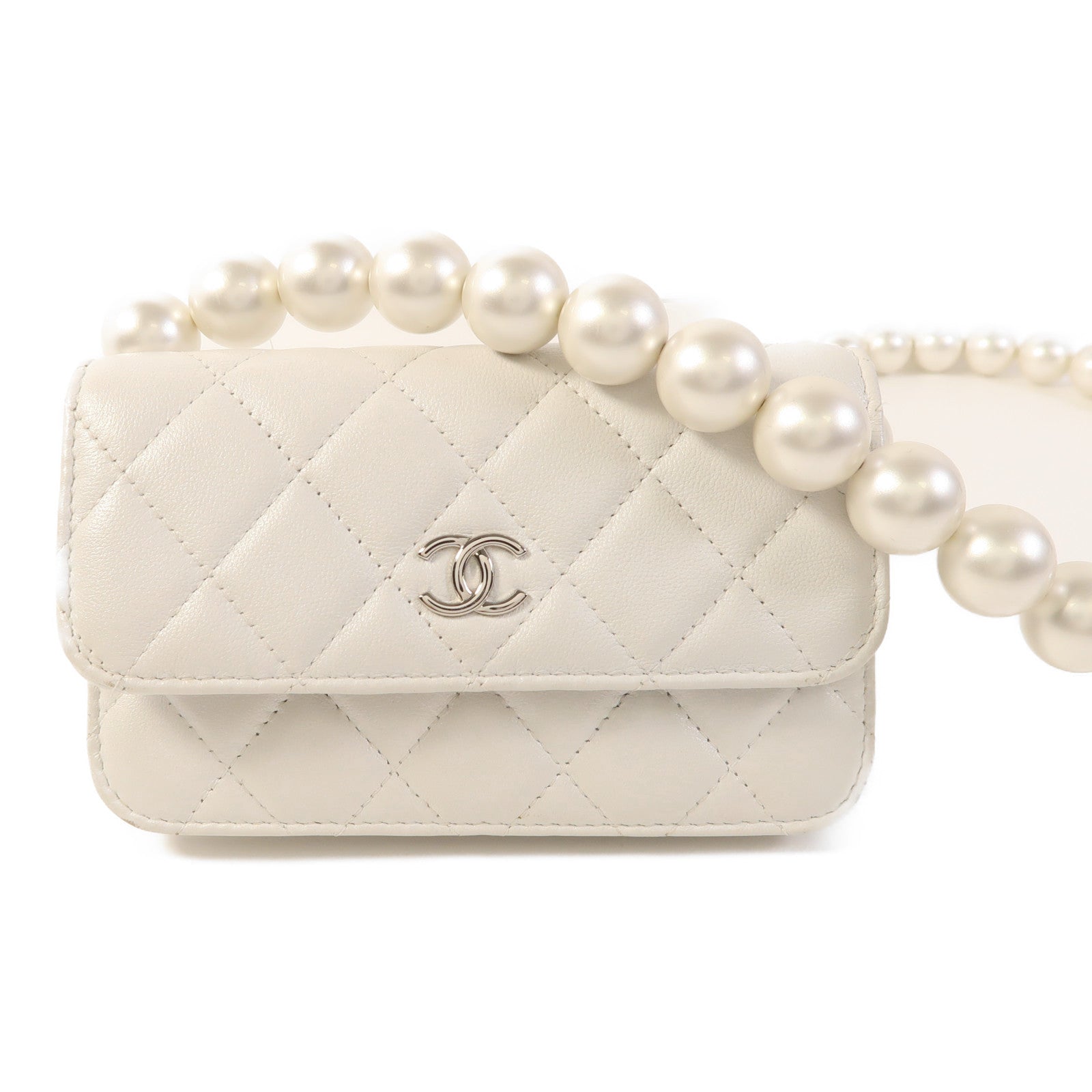 CHANEL CC Wallet On Chain Shoulder Bag Calfskin Leather White