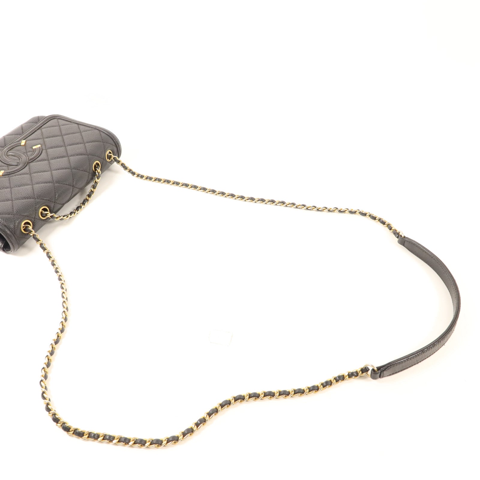 CHANEL 牛皮皮革Chain Shoulder金扣鏈帶肩背袋