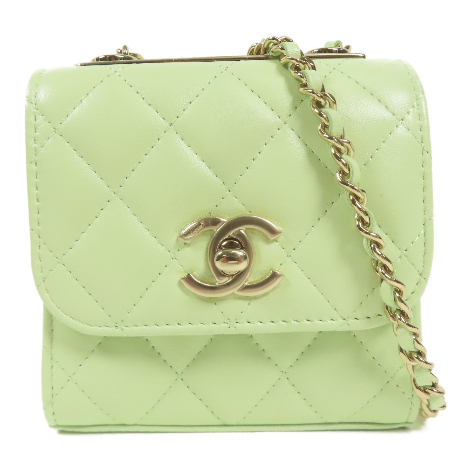 CHANEL 羊皮皮革Shoulder Bag金扣鏈帶肩背袋