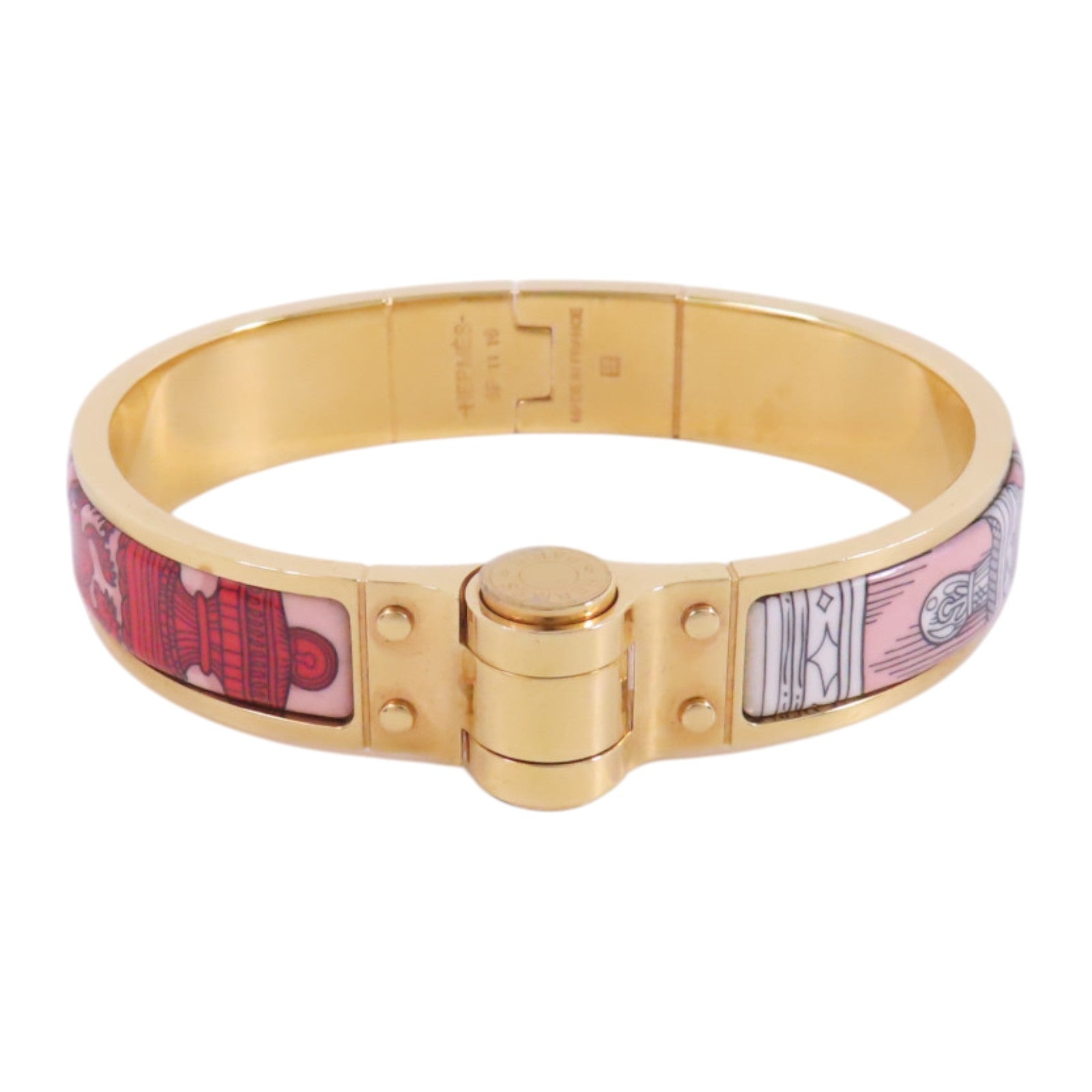 HERMES 金屬/琺瑯Hinged Bracelet金扣手鐲