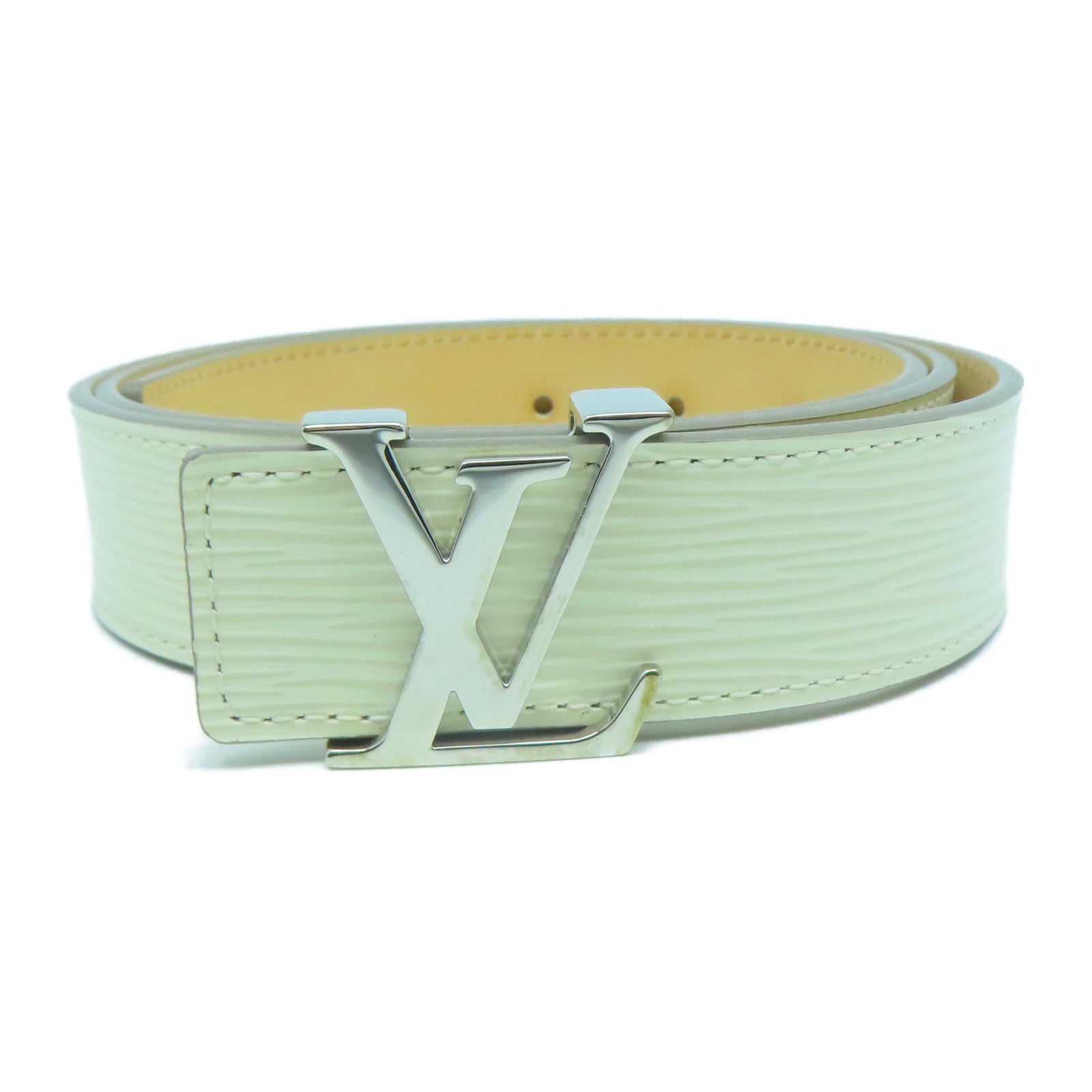 LOUIS VUITTON 【激減優惠】Epi Initial Belt銀扣皮帶白色