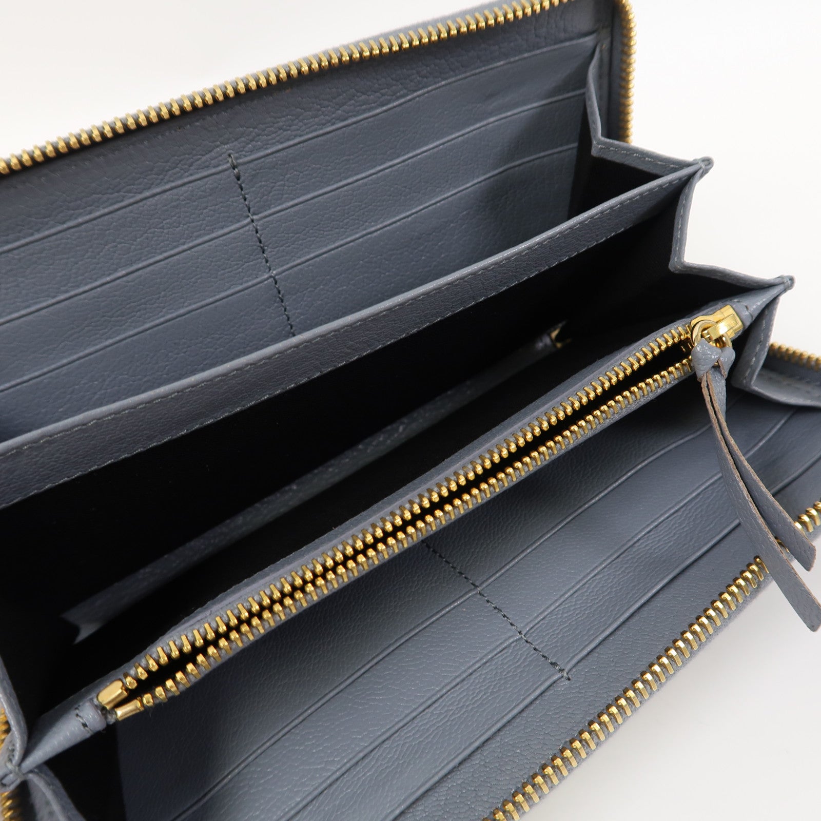 BALENCIAGA 牛皮皮革Zipper Long Wallet金扣長錢包藍色