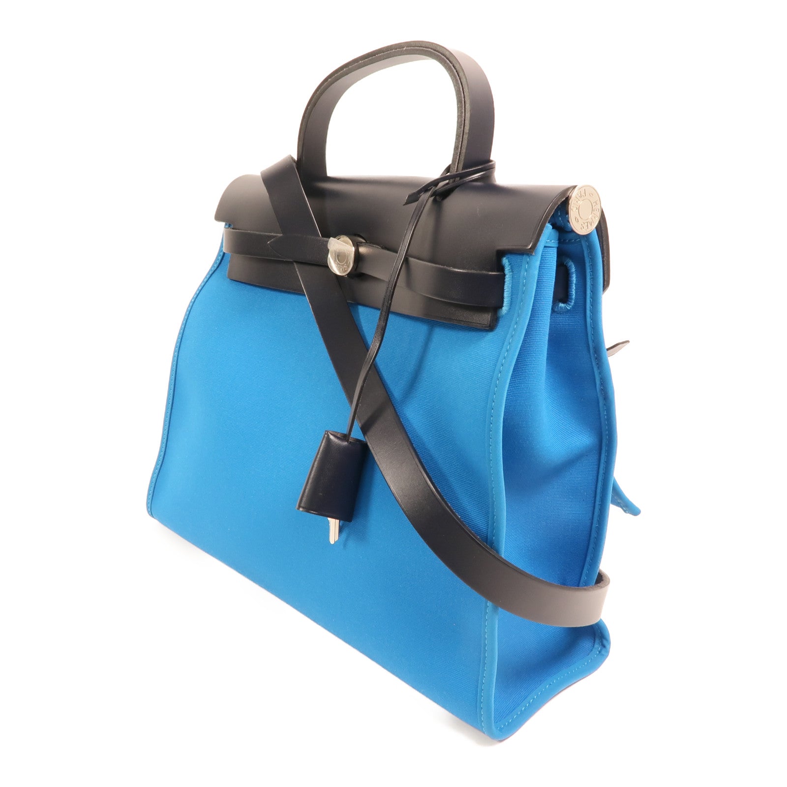 HERMES 帆布Herbag PM銀扣手挽肩背兩用袋