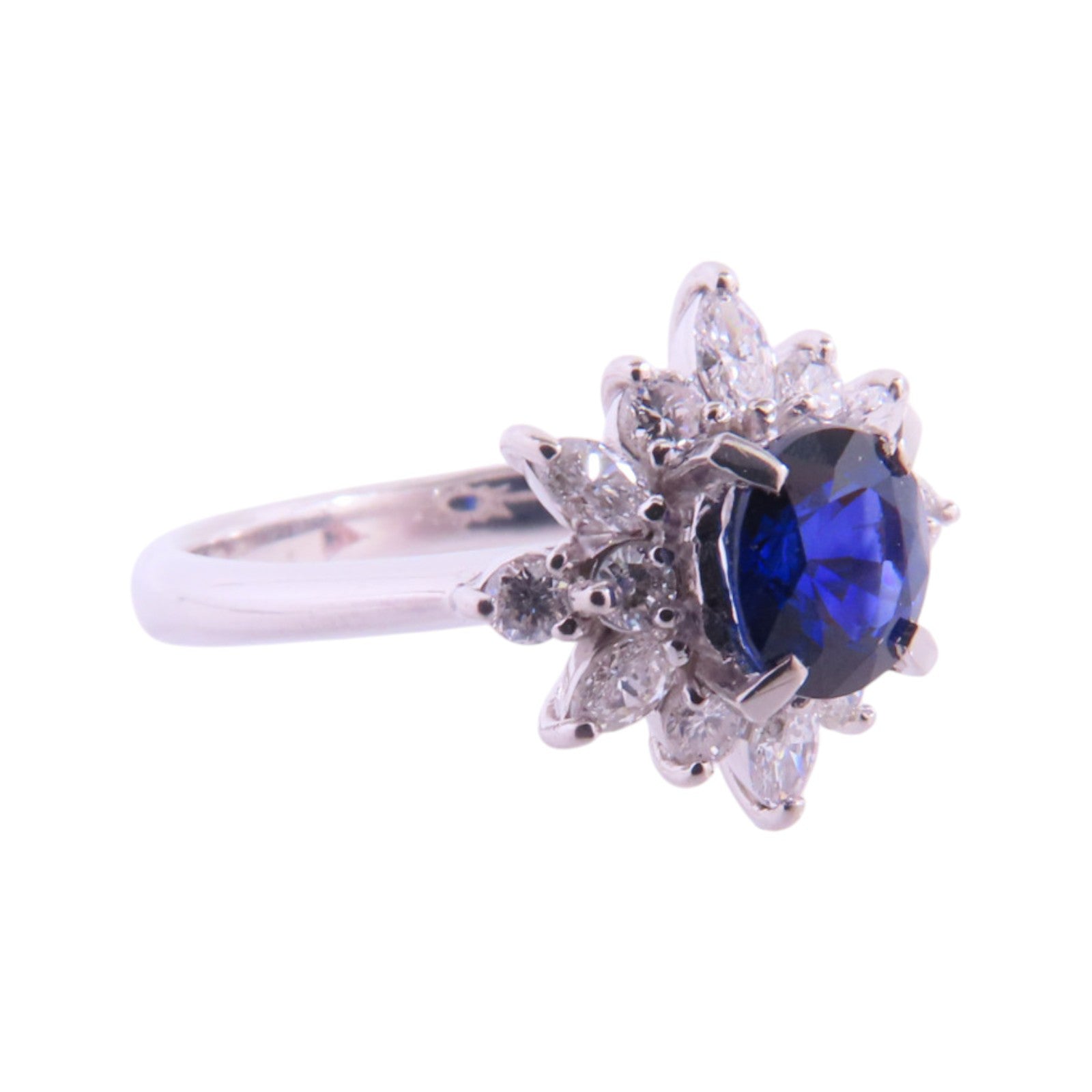 JEWELRY 【激減優惠】PT900鉑金/藍寶石/鑽石Sapphire Diamond Ring戒指US#5.25