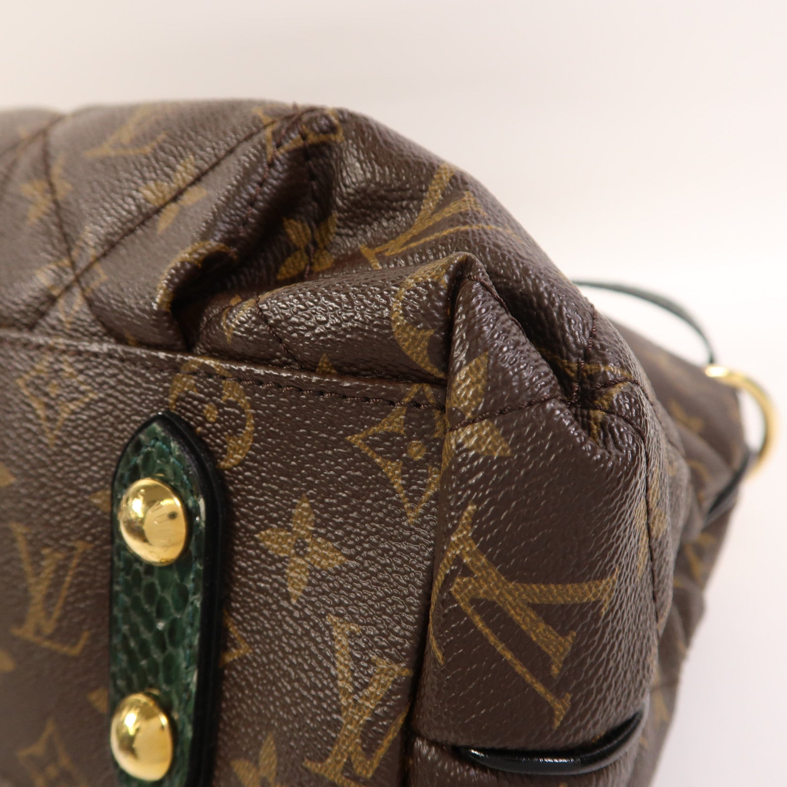 LOUIS VUITTON 蛇皮皮革/鴕鳥皮革/Monogram Etoile Exotique金扣手挽肩背兩用袋