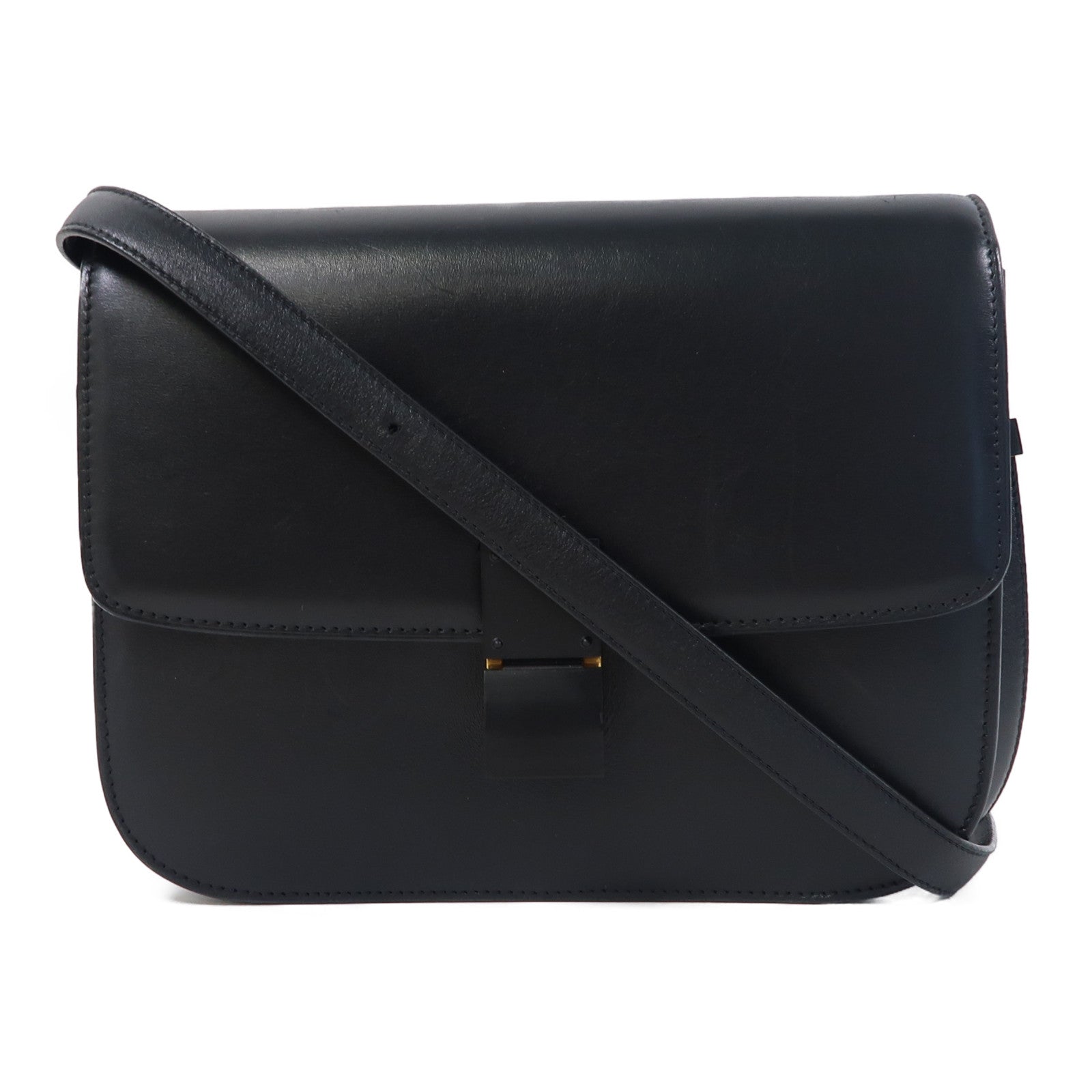 CELINE 牛皮皮革Classic Box金扣肩背袋黑色