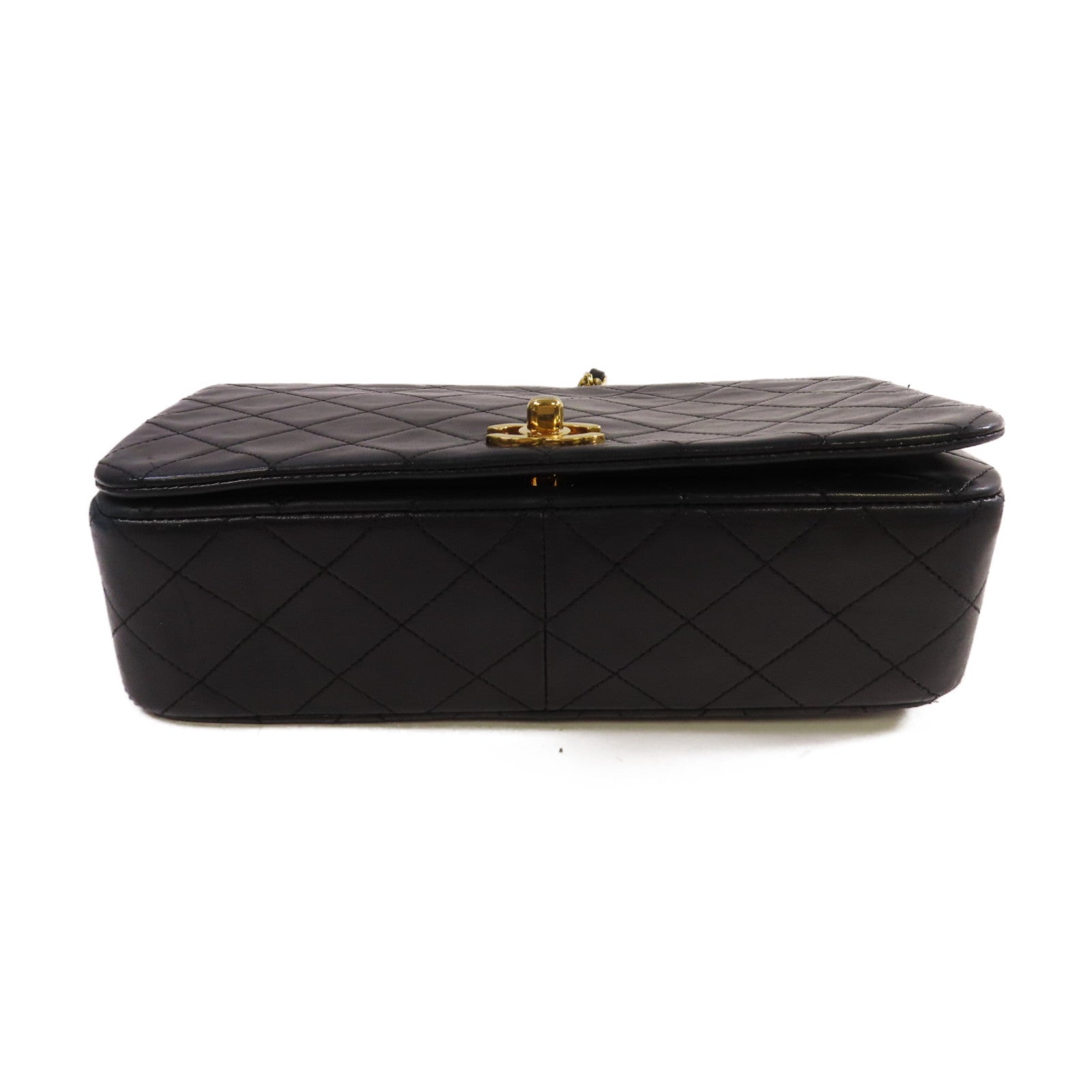 CHANEL 菱格羊皮皮革Vintage Classic Chain Shoulder Bag金扣鏈帶肩背袋黑色
