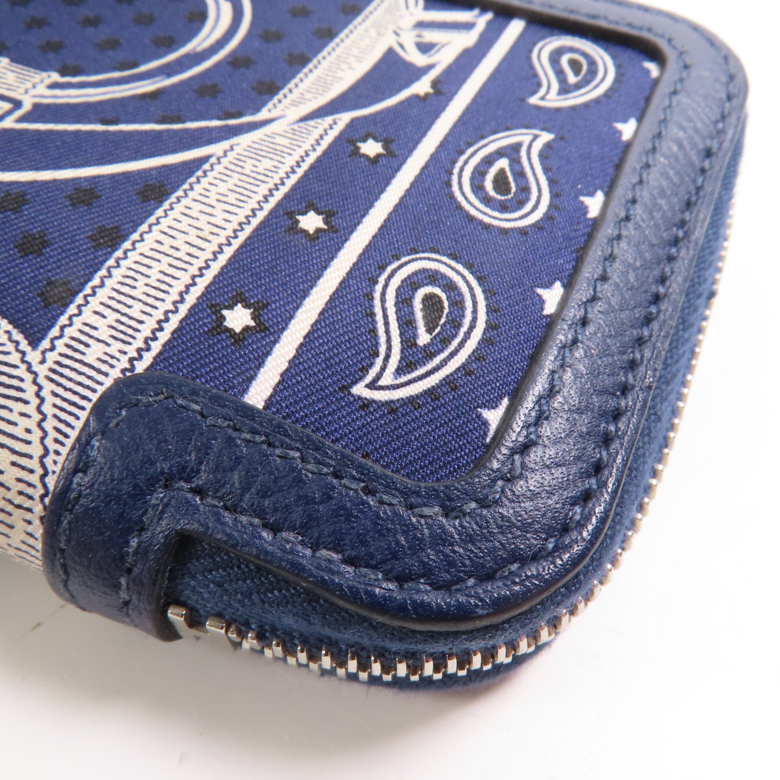 HERMES Epsom皮革/絲質Card Case銀扣卡片套