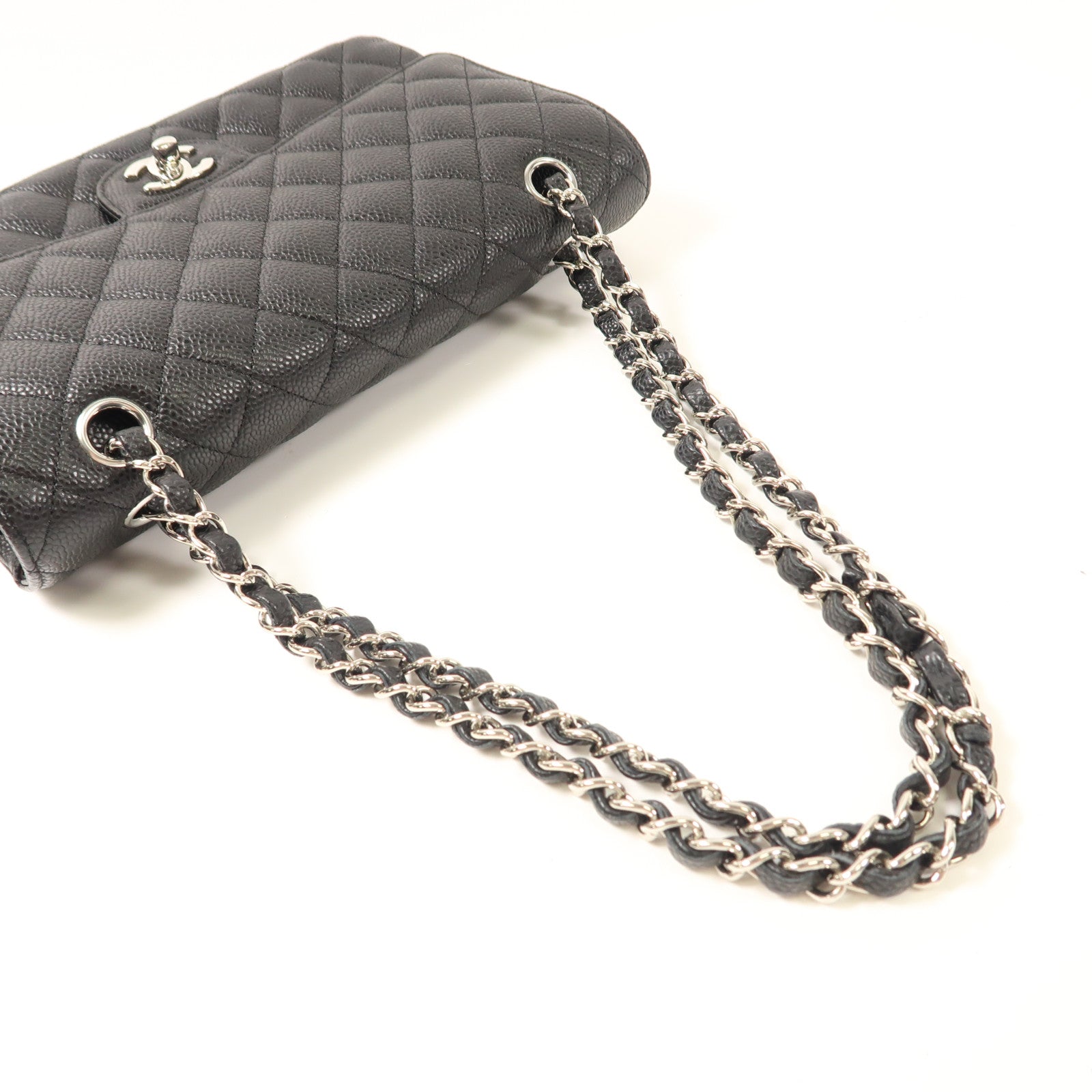 CHANEL 牛皮皮革Classic 25銀扣鏈帶肩背袋