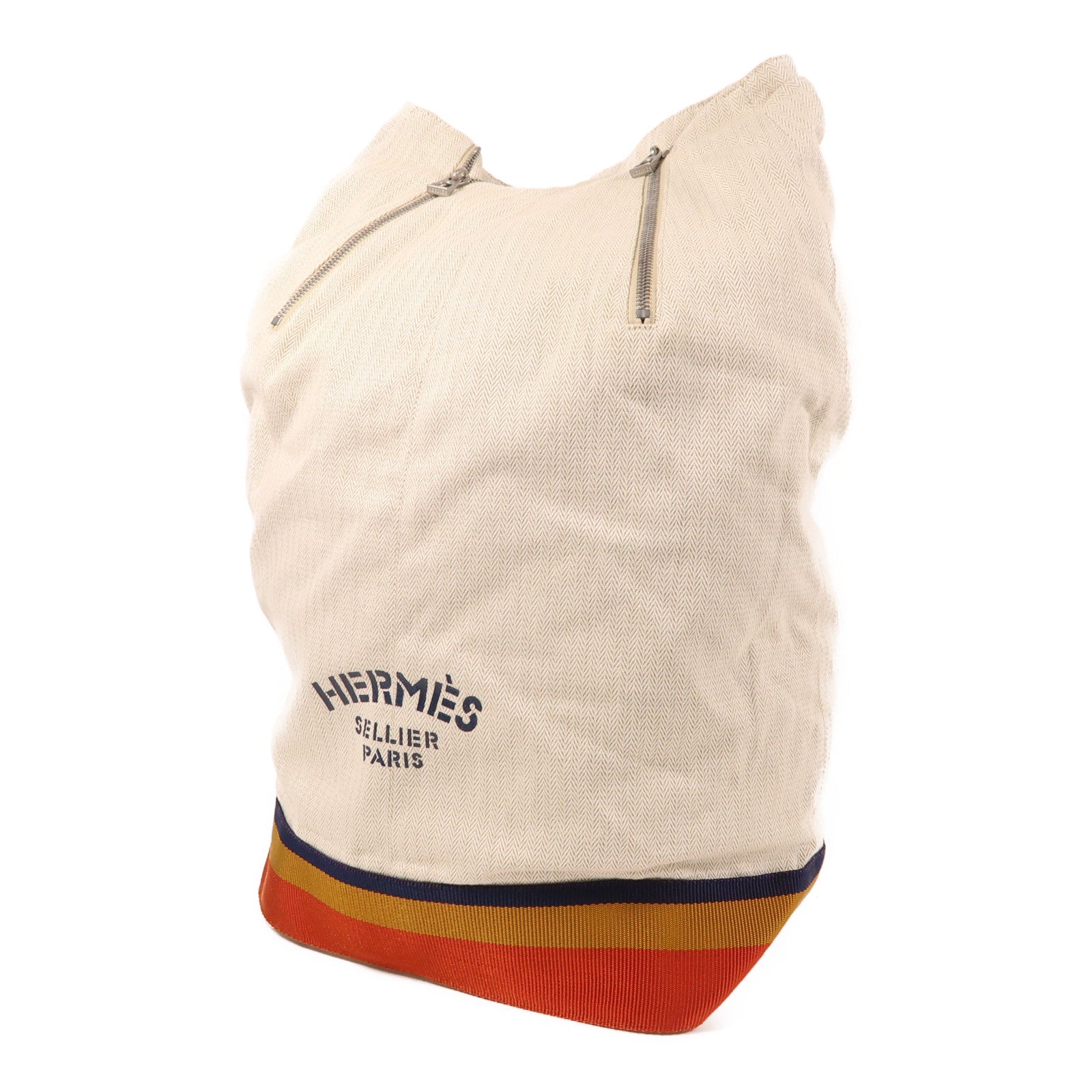 HERMES 帆布Backpack銀扣背包