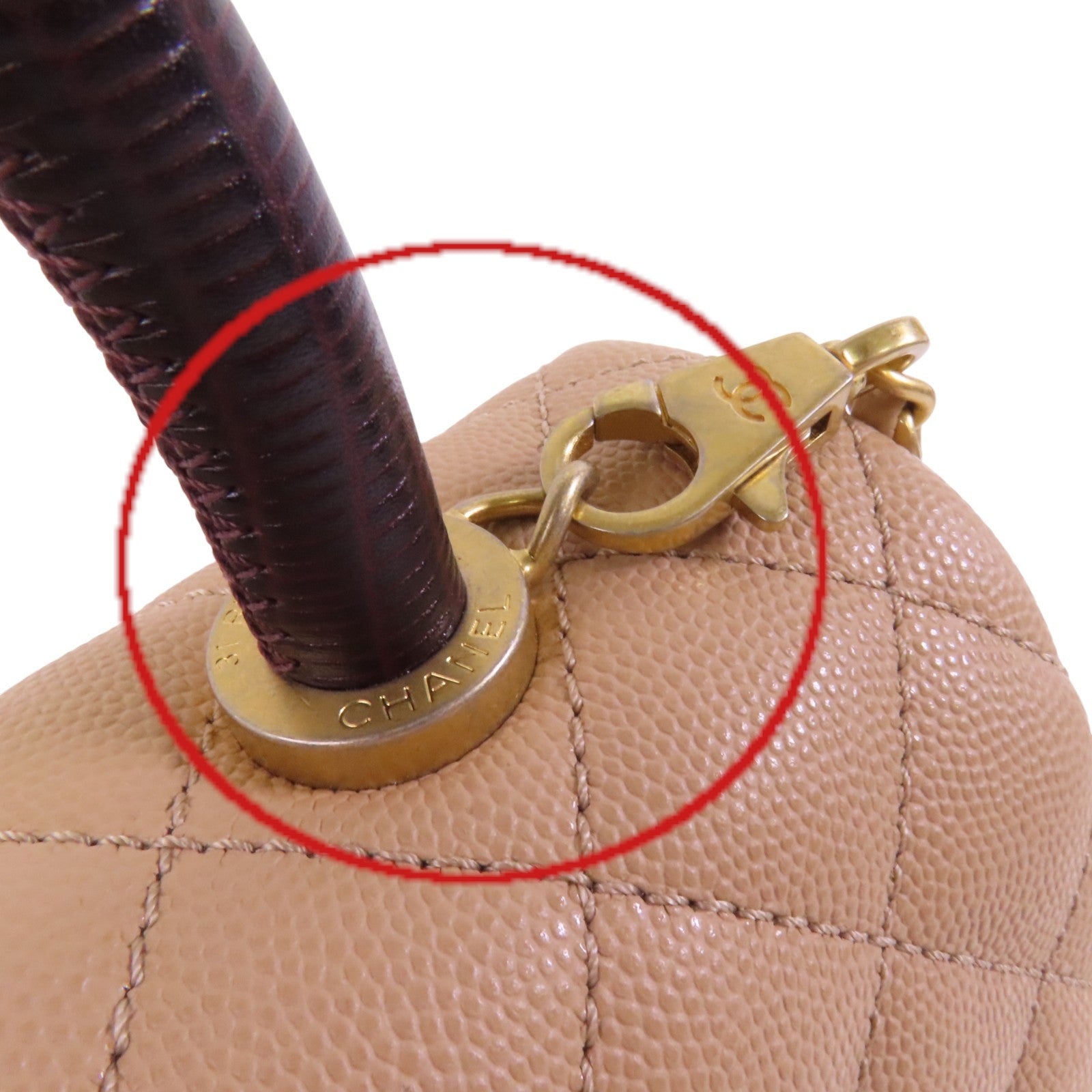 CHANEL 牛皮皮革/蜥蝪皮革Coco Handle金扣手挽肩背兩用袋