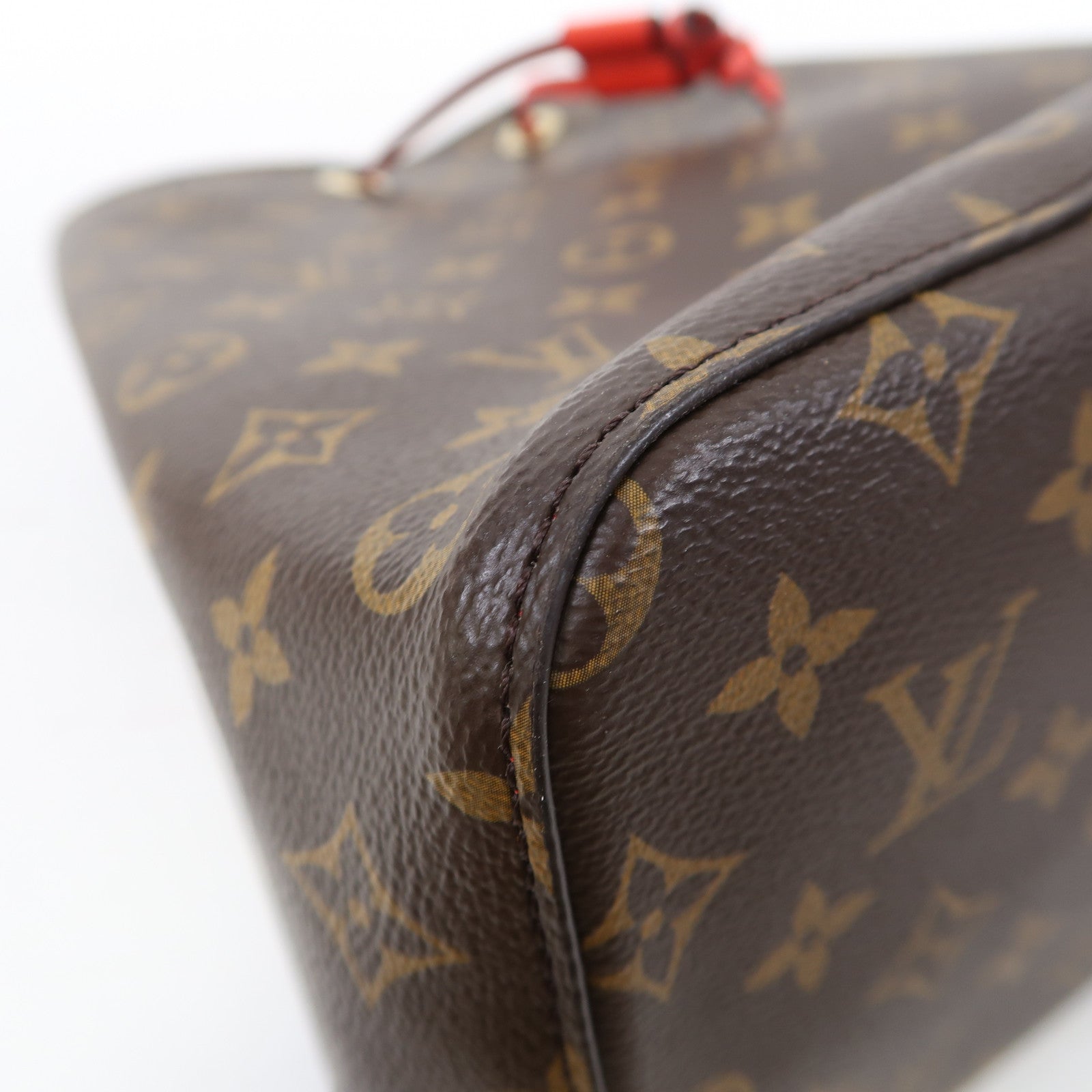 LOUIS VUITTON Monogram Neo Noe MM金扣肩背袋啡色/紅色