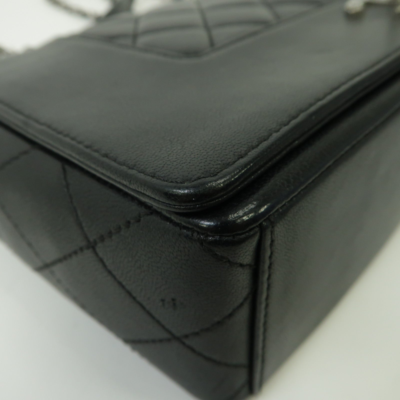 CHANEL 【激減優惠】菱格牛皮皮革Mademoiselle Chain Shoulder Bag銀扣鏈帶肩背袋黑色