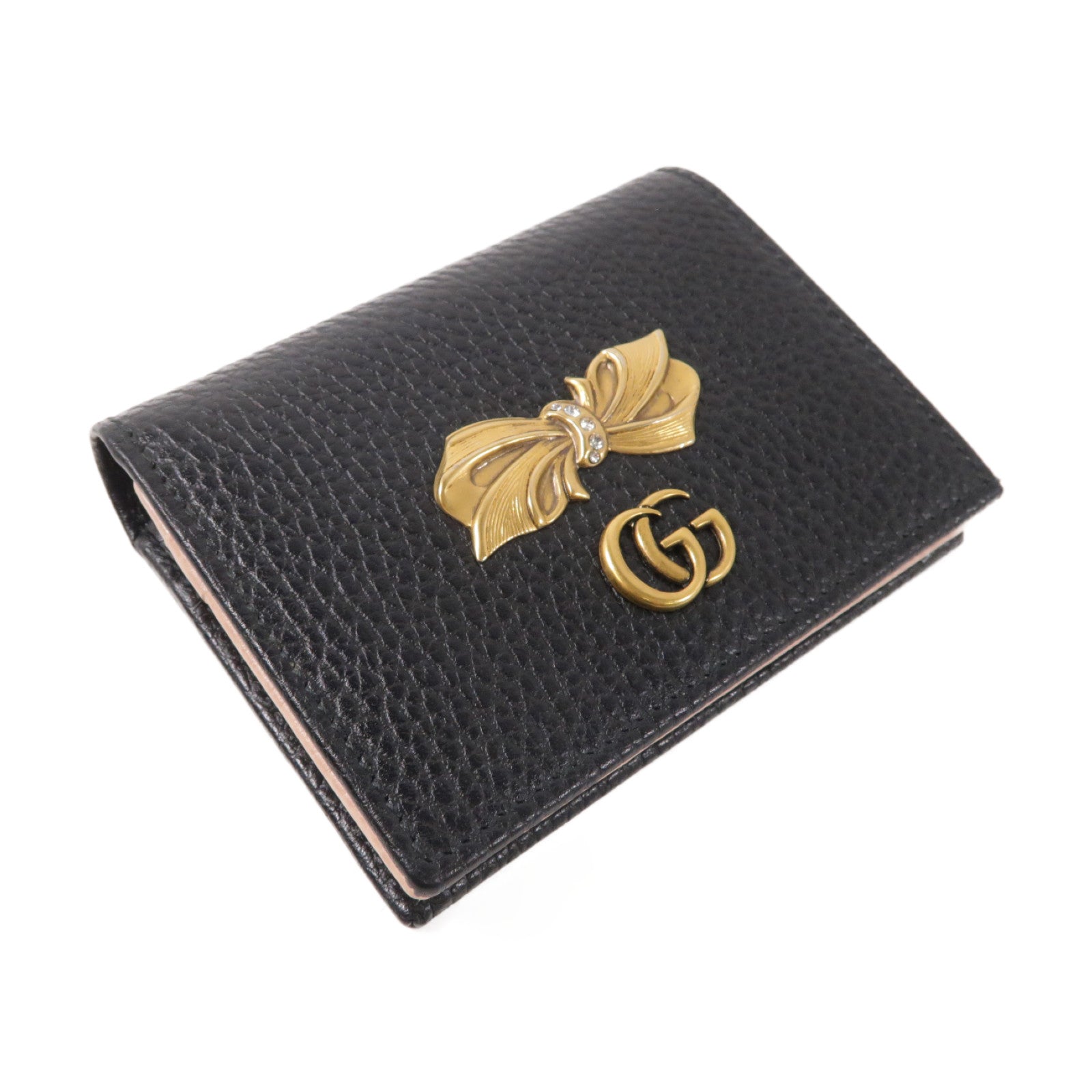GUCCI 牛皮皮革Wallet金扣折疊錢包黑色